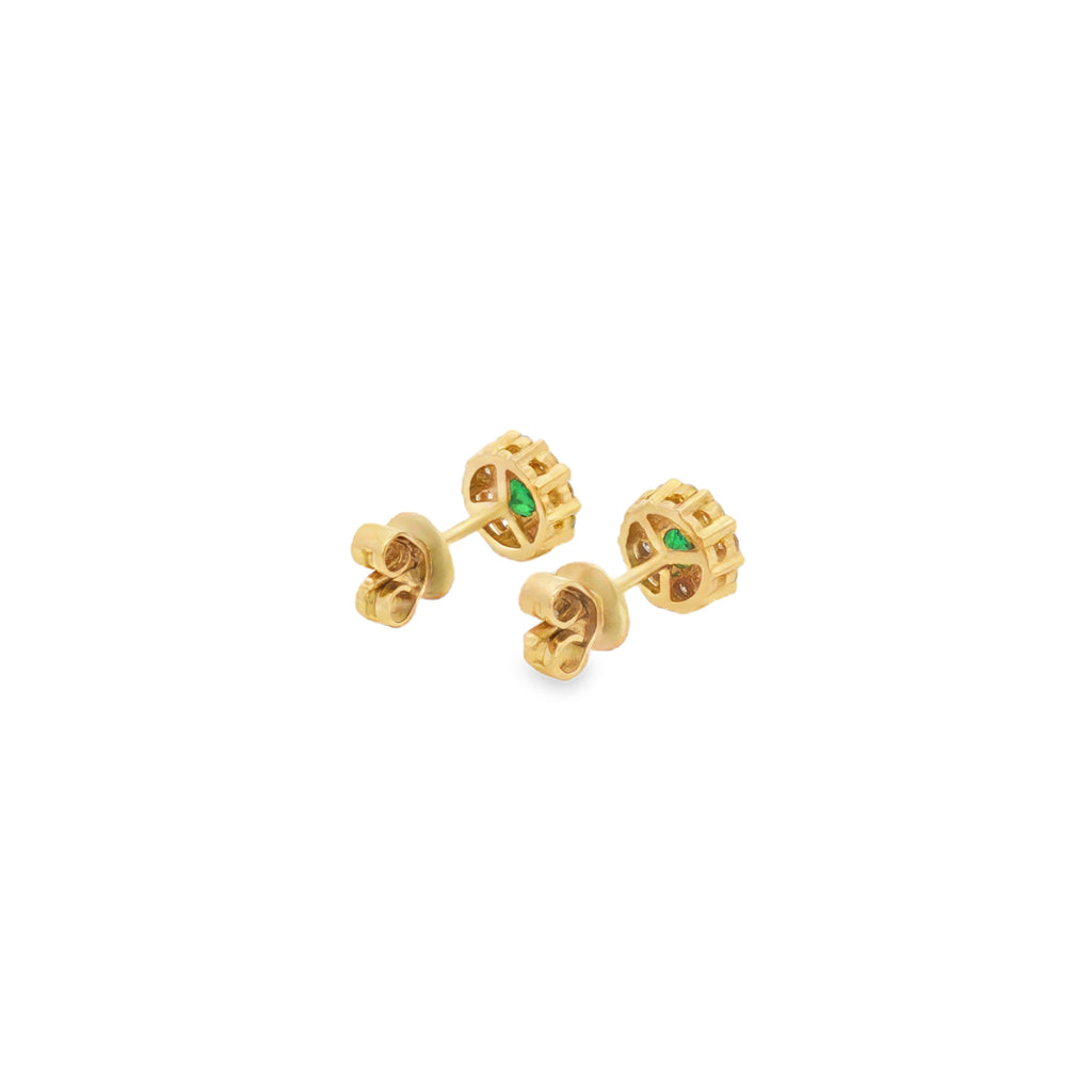 ARETES FLOR DE ESMERALDAS Y DIAMANTES
