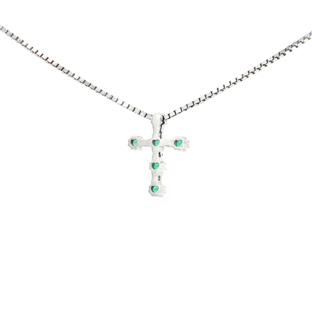 DIJE CRUZ ESMERALDAS Y DIAMANTES