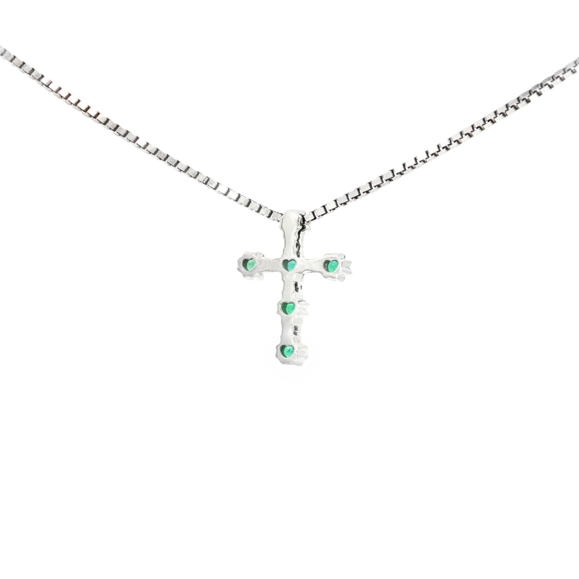 DIJE CRUZ ESMERALDAS Y DIAMANTES
