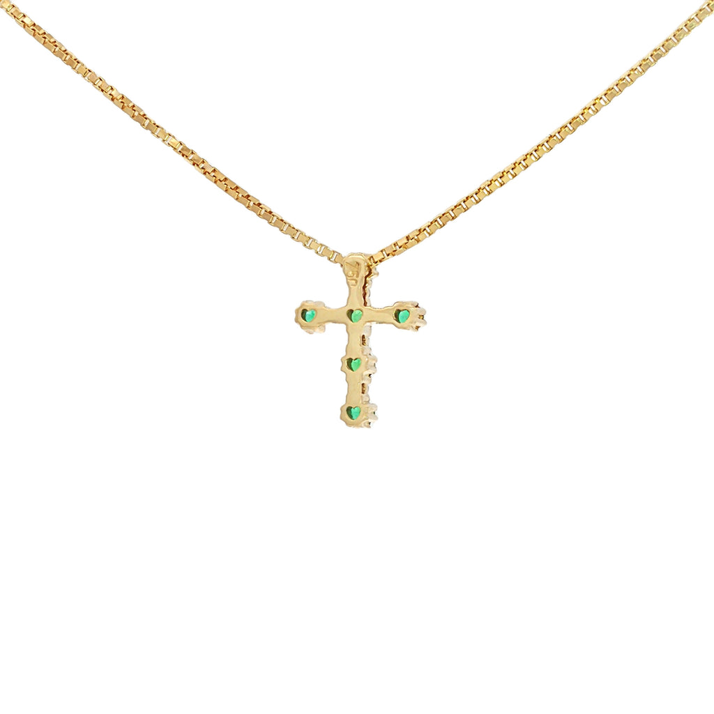 DIJE CRUZ ESMERALDAS Y DIAMANTES