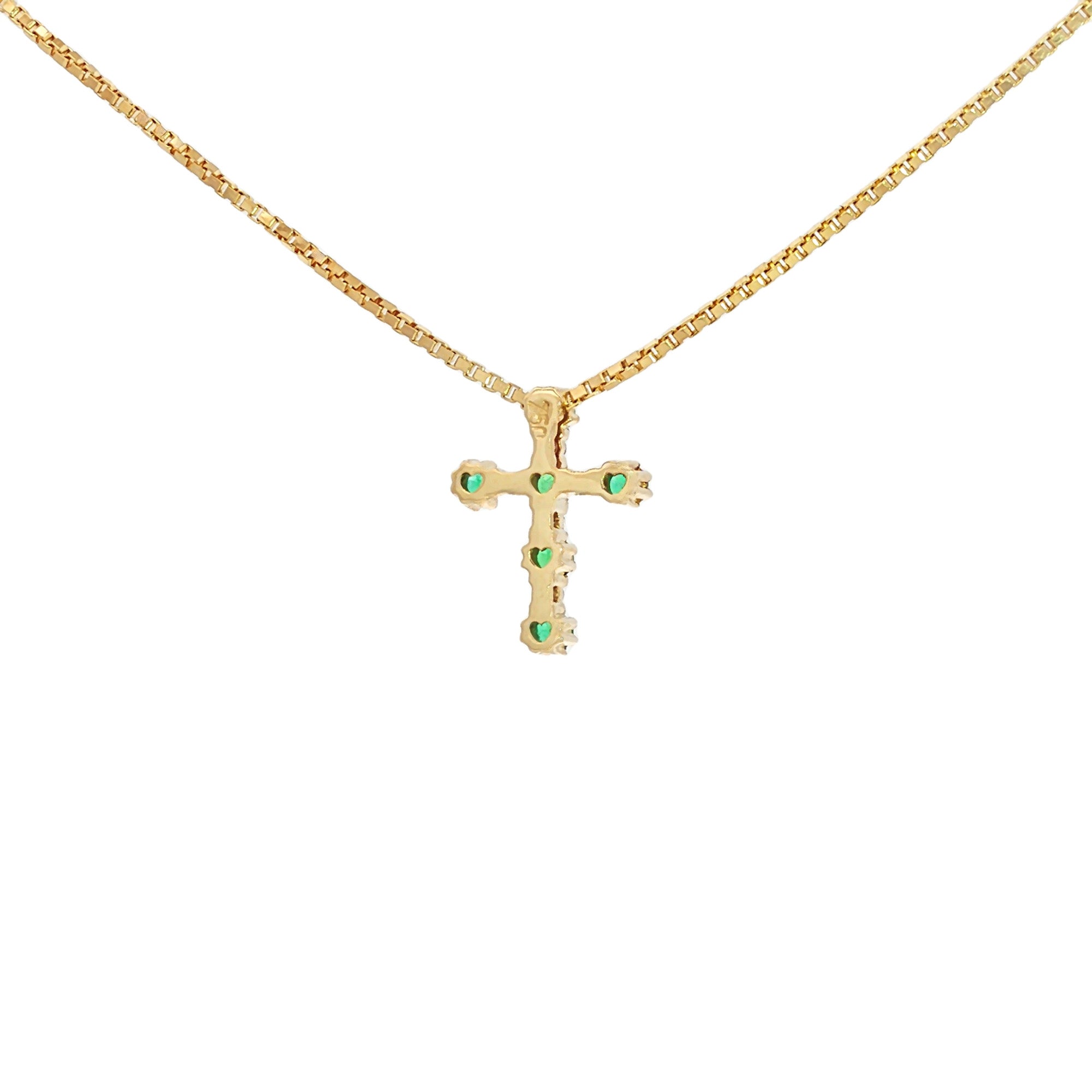 DIJE CRUZ ESMERALDAS Y DIAMANTES