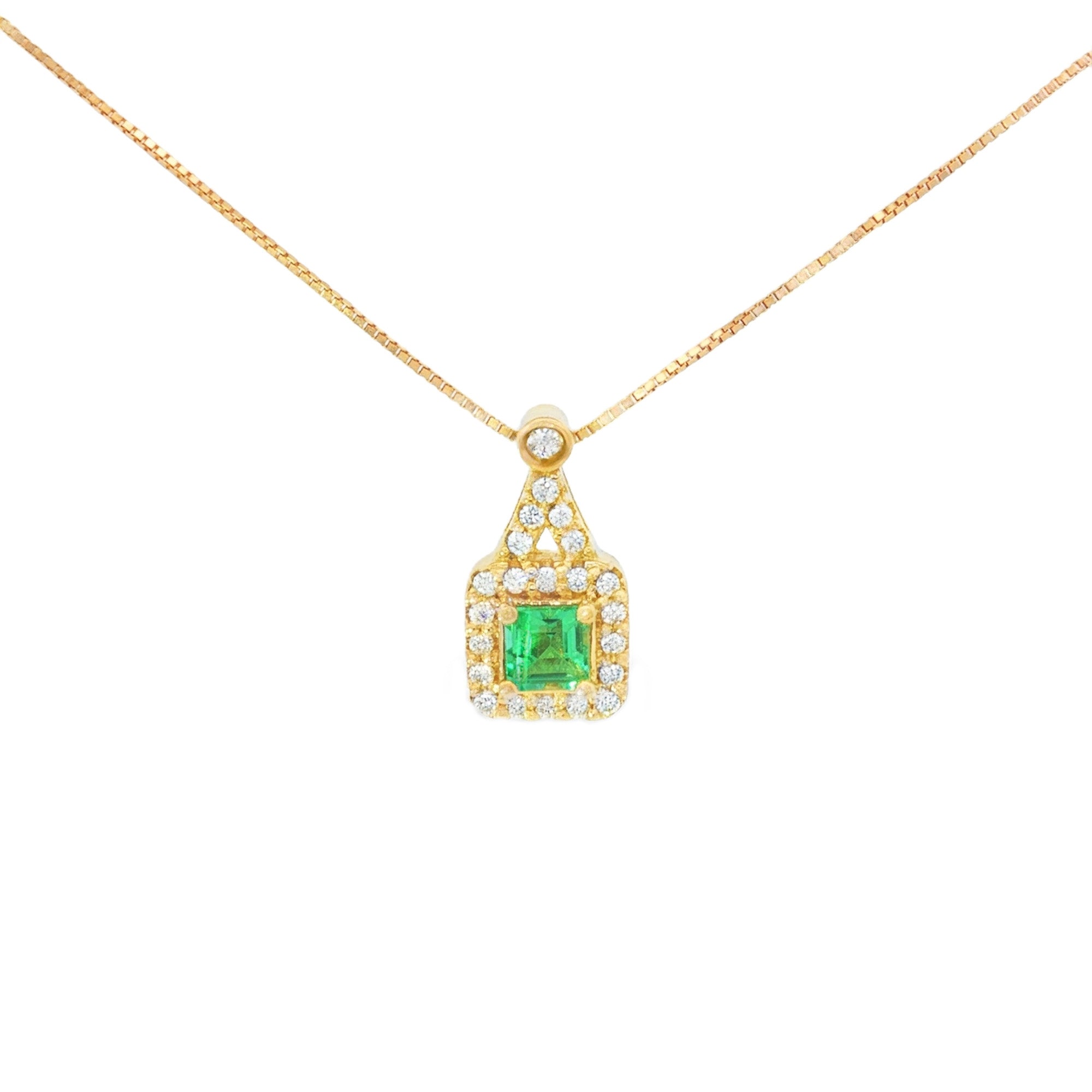 DIJE CUADRO ESMERALDA Y DIAMANTES