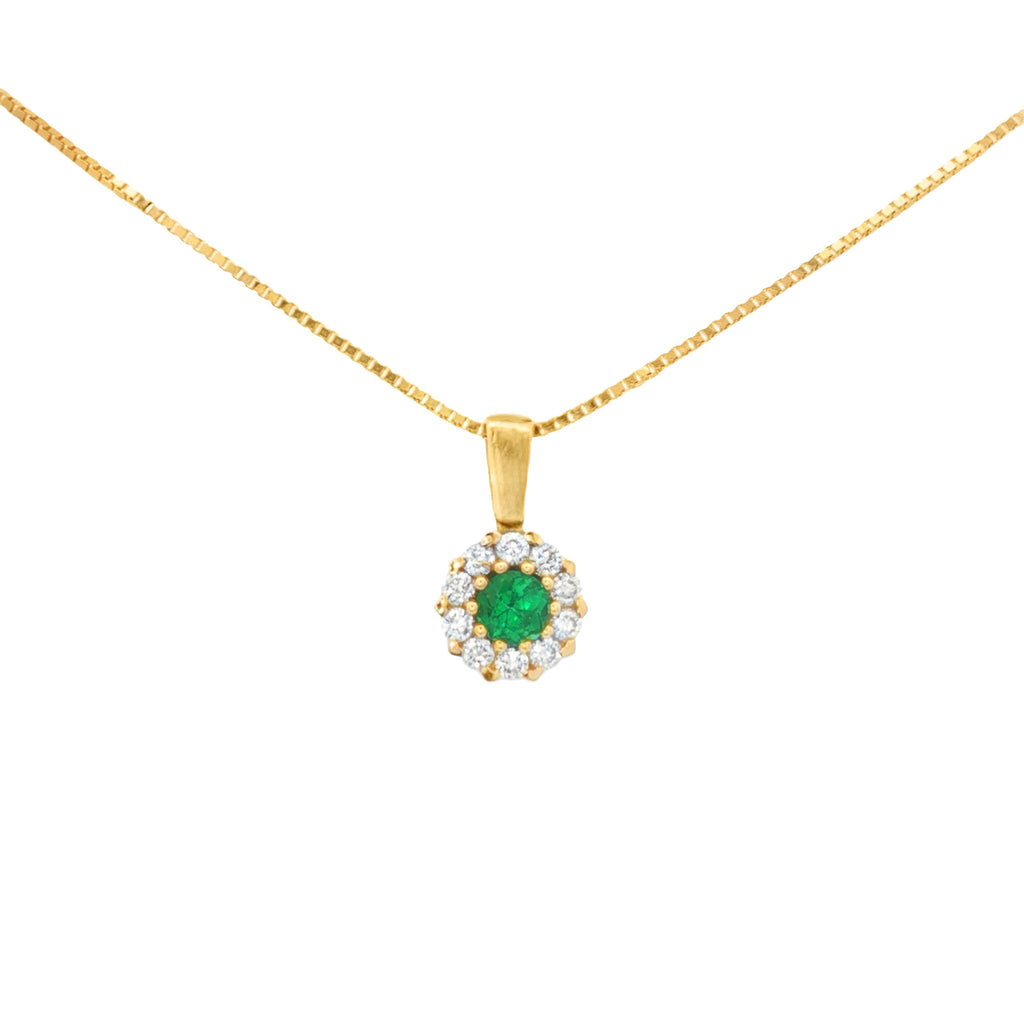 DIJE FLOR DE ESMERALDA Y DIAMANTES