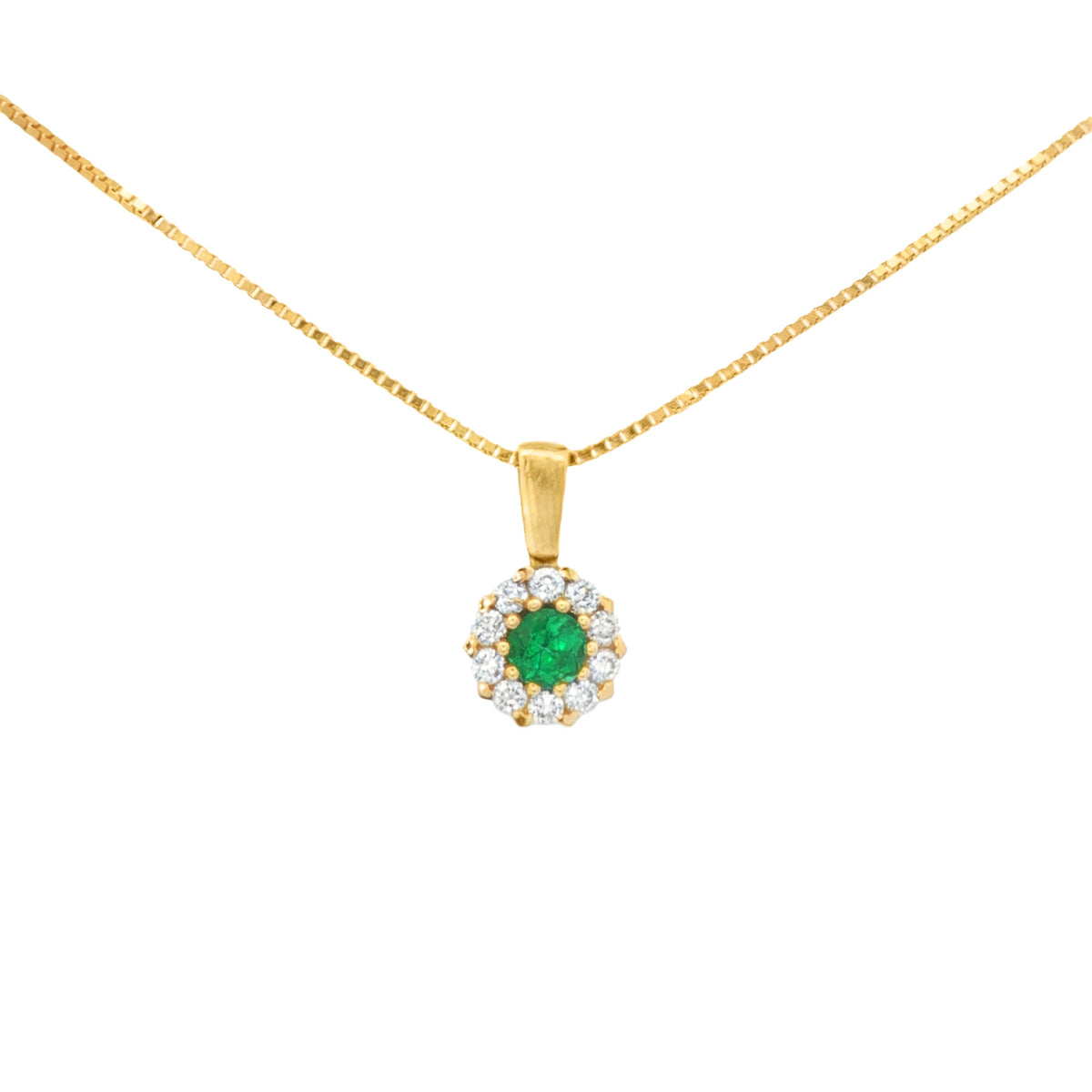DIJE FLOR DE ESMERALDA Y DIAMANTES