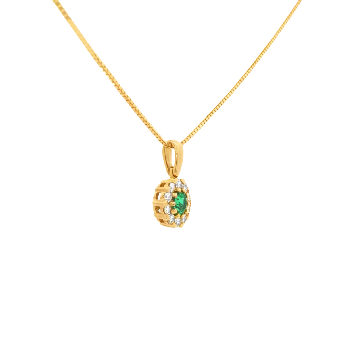 DIJE FLOR DE ESMERALDA Y DIAMANTES
