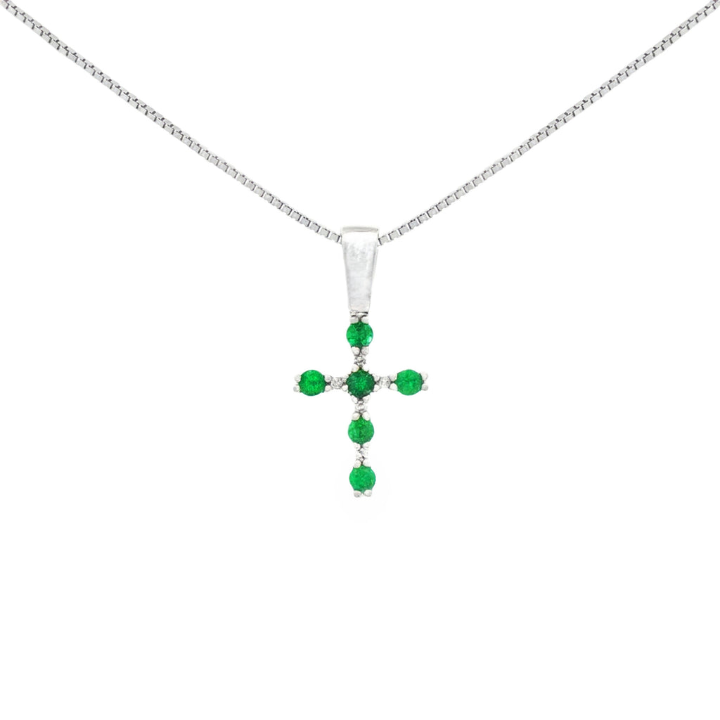 DIJE CRUZ ESMERALDAS Y DIAMANTES