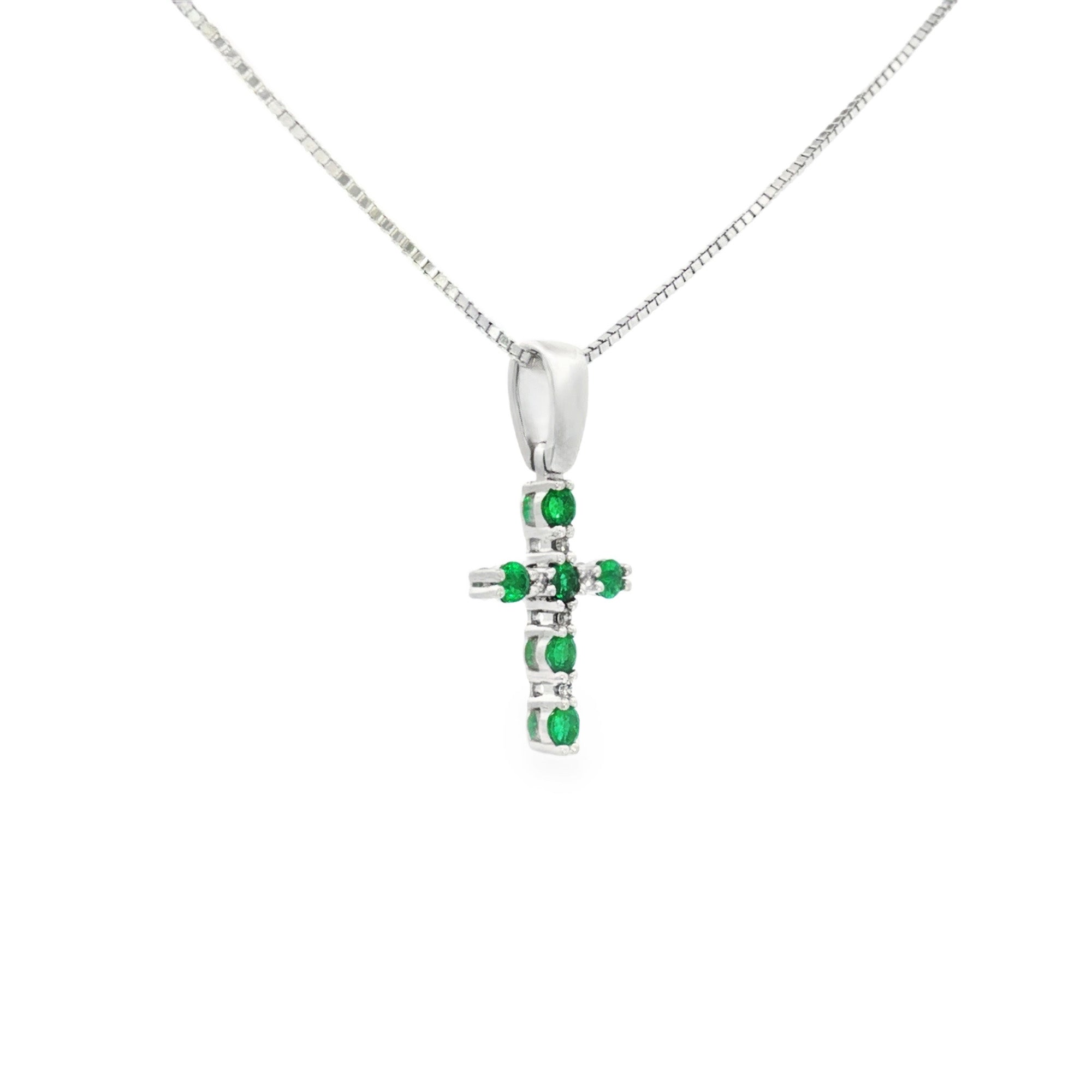 DIJE CRUZ ESMERALDAS Y DIAMANTES