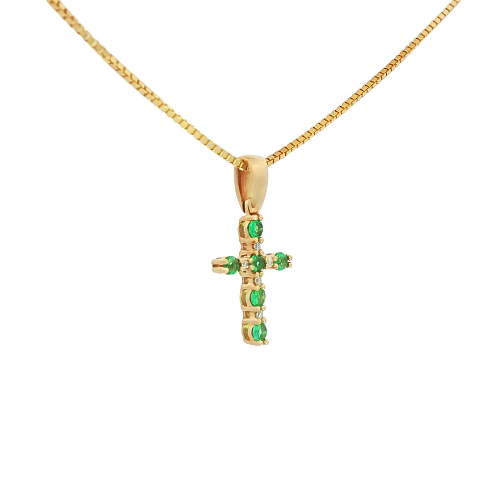 DIJE CRUZ ESMERALDAS Y DIAMANTES