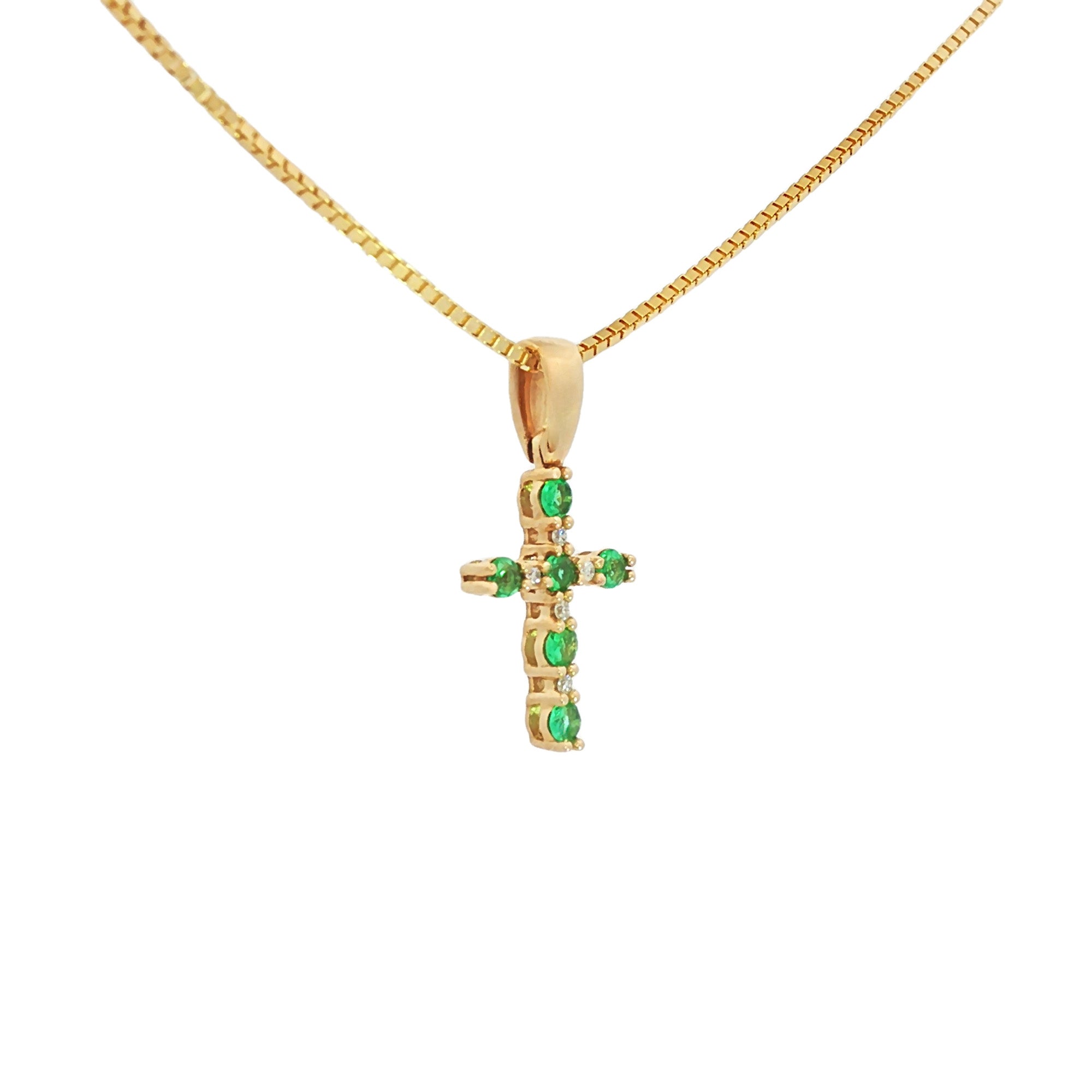 DIJE CRUZ ESMERALDAS Y DIAMANTES