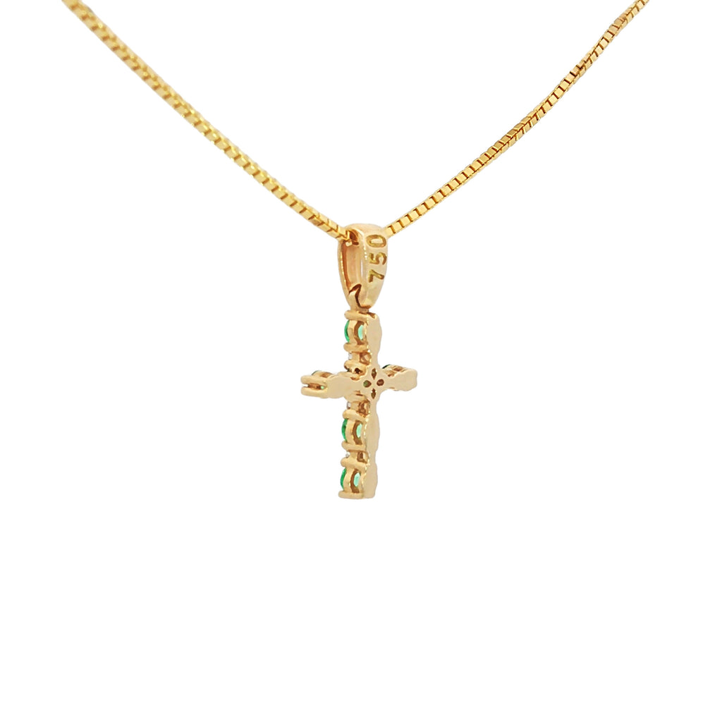 DIJE CRUZ ESMERALDAS Y DIAMANTES