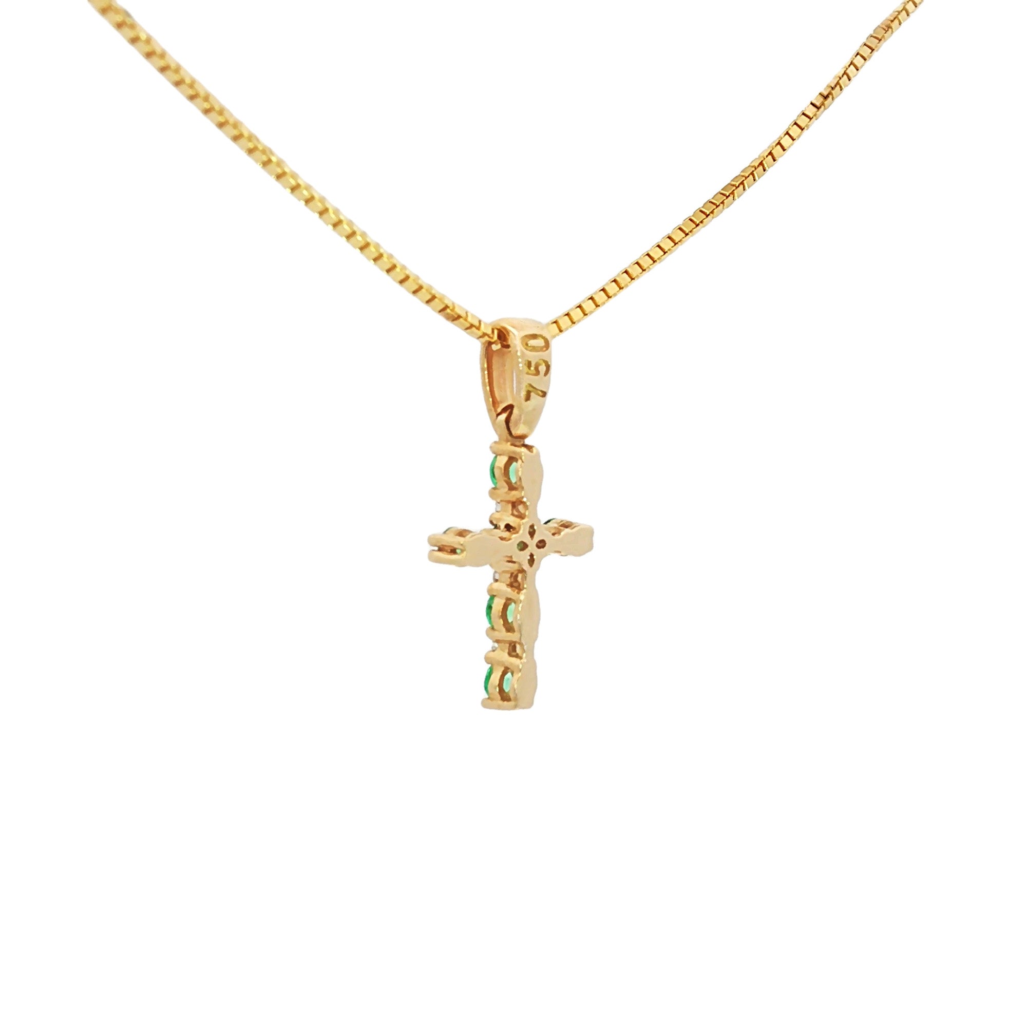 DIJE CRUZ ESMERALDAS Y DIAMANTES