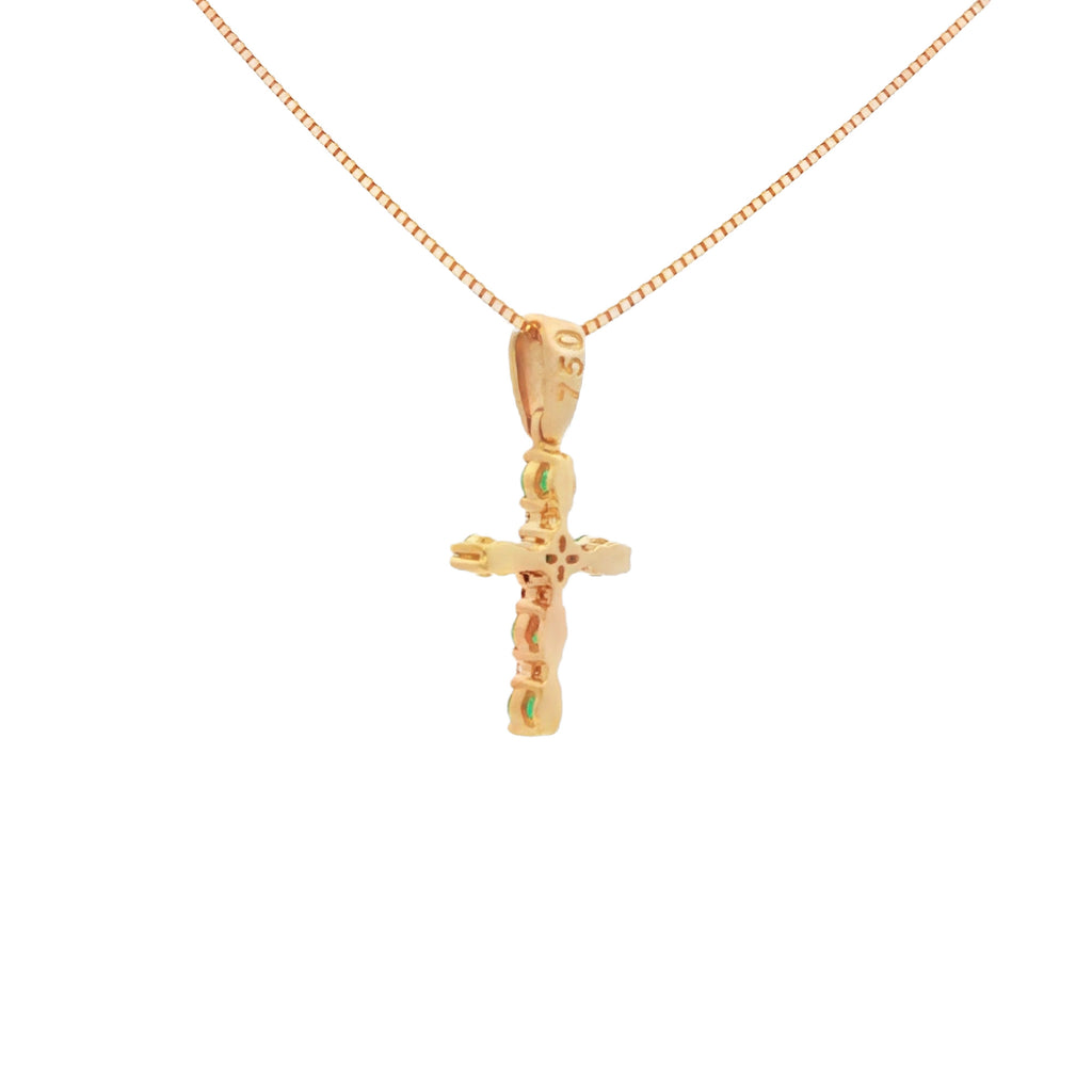 DIJE CRUCIFIJO CON ESMERALDAS Y DIAMANTES