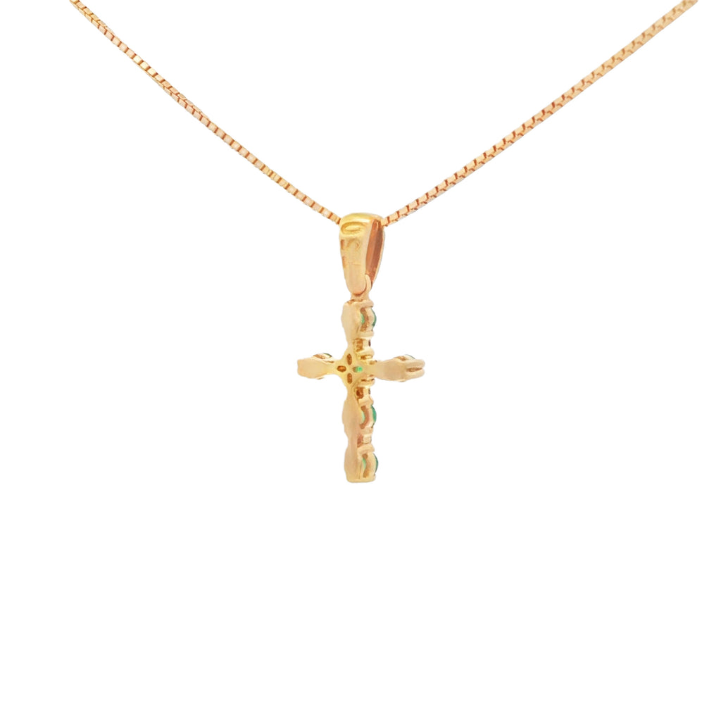 DIJE CRUCIFIJO CON ESMERALDAS Y DIAMANTES