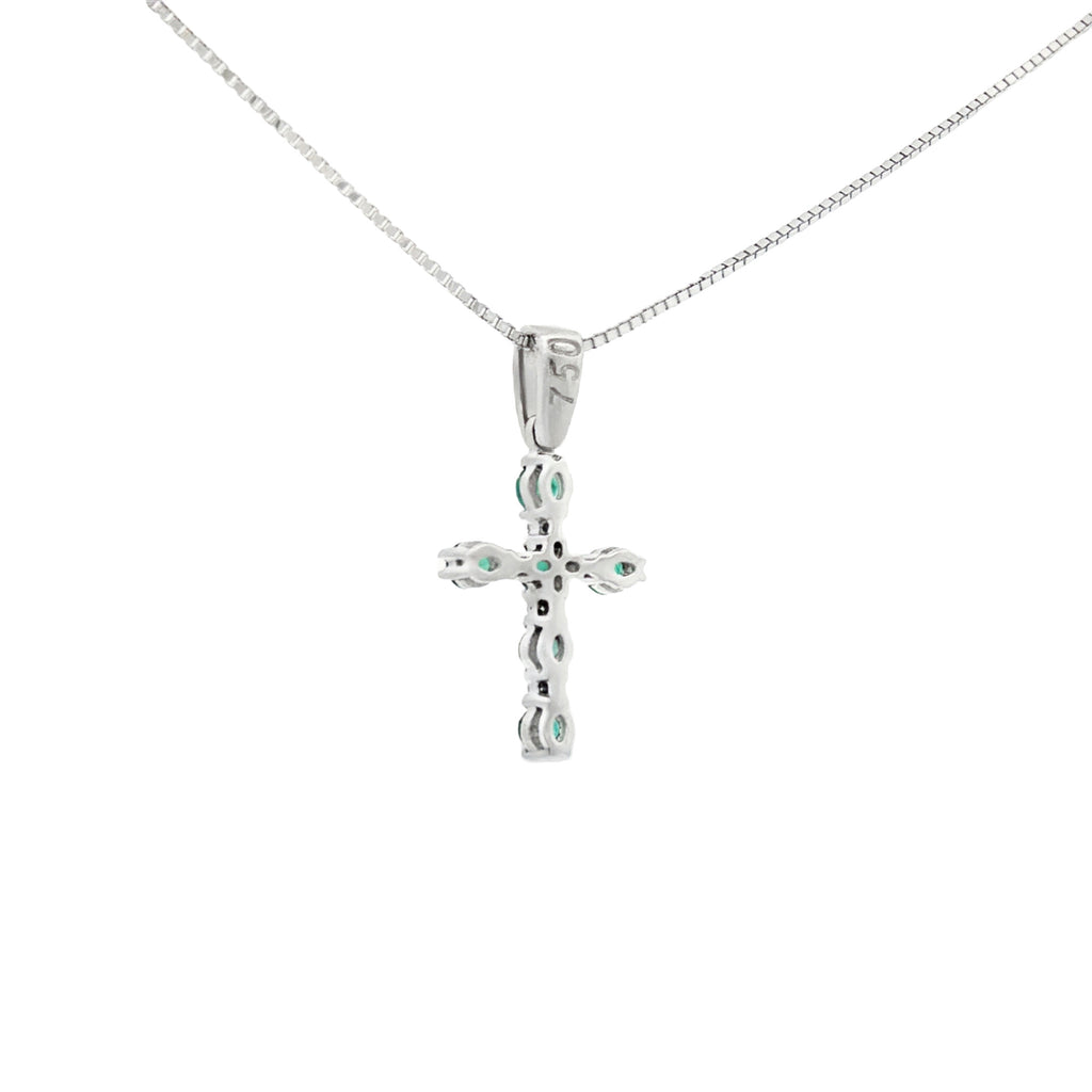 DIJE CRUCIFIJO CON ESMERALDAS Y DIAMANTES