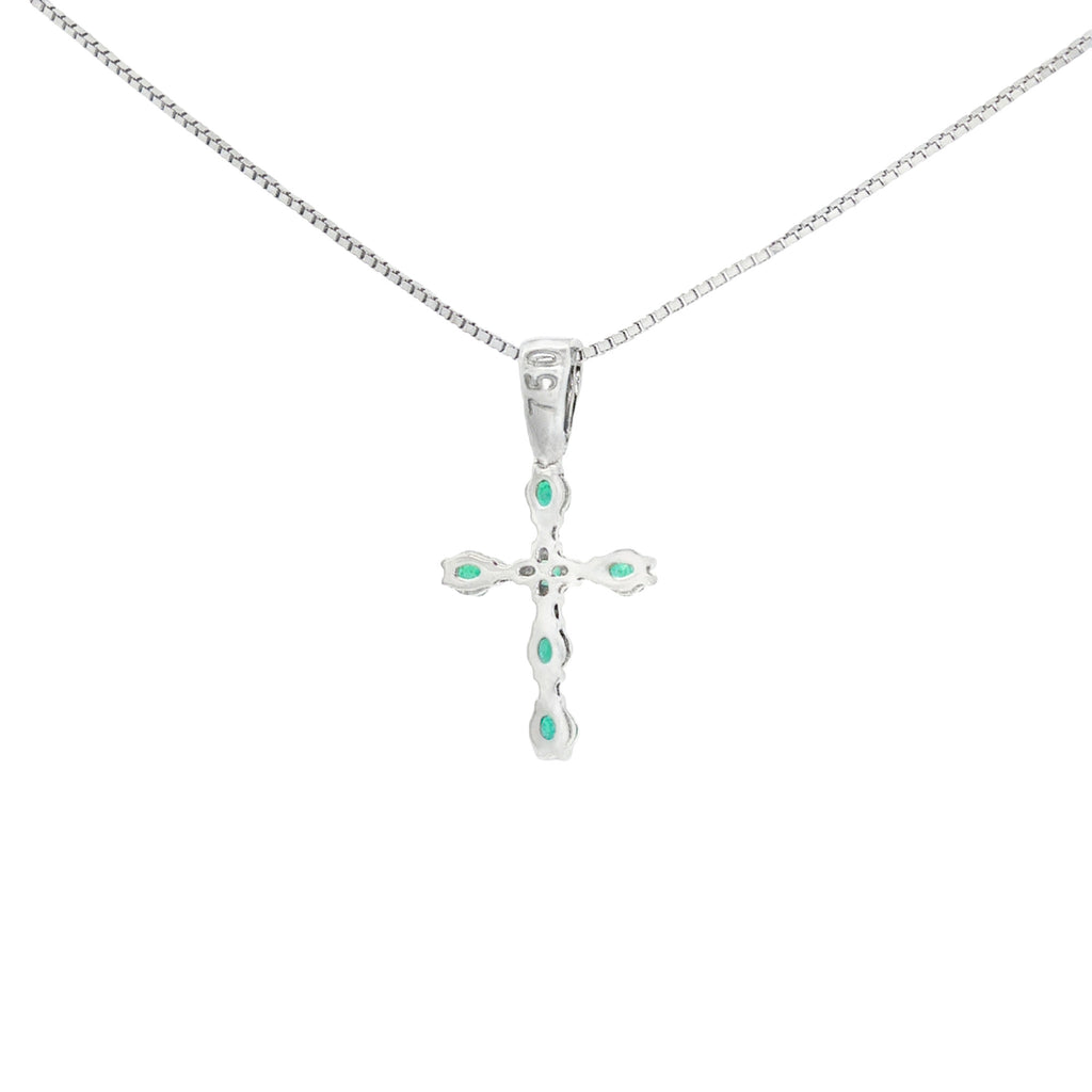 DIJE CRUCIFIJO CON ESMERALDAS Y DIAMANTES