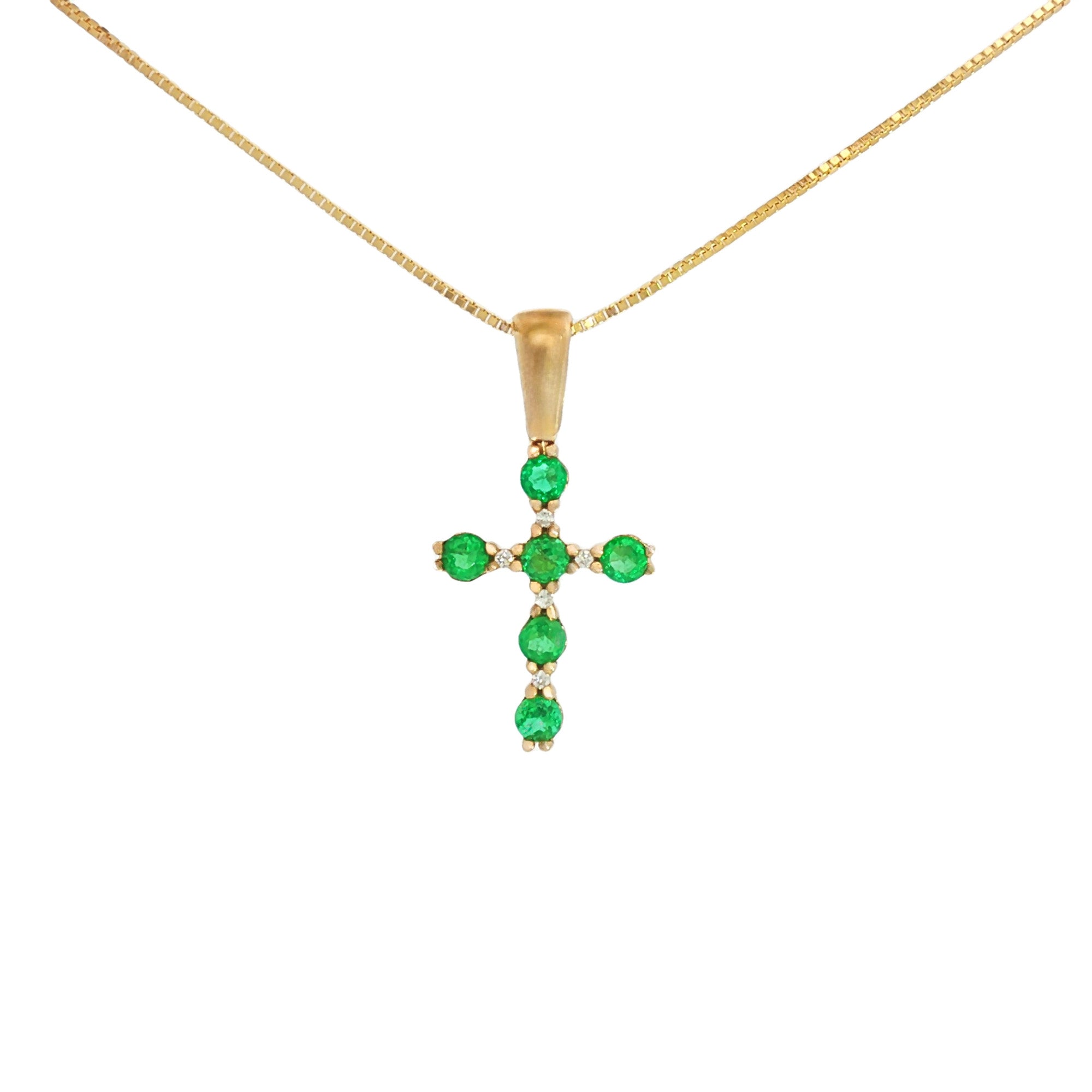 DIJE CRUZ ESMERALDAS Y DIAMANTES