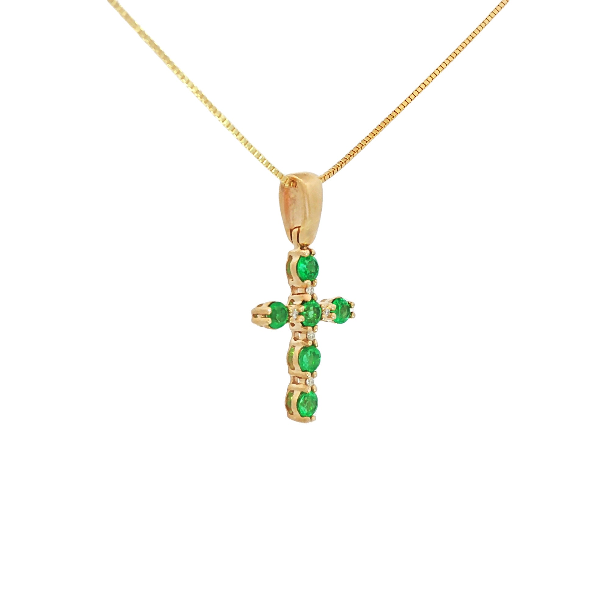 DIJE CRUZ ESMERALDAS Y DIAMANTES