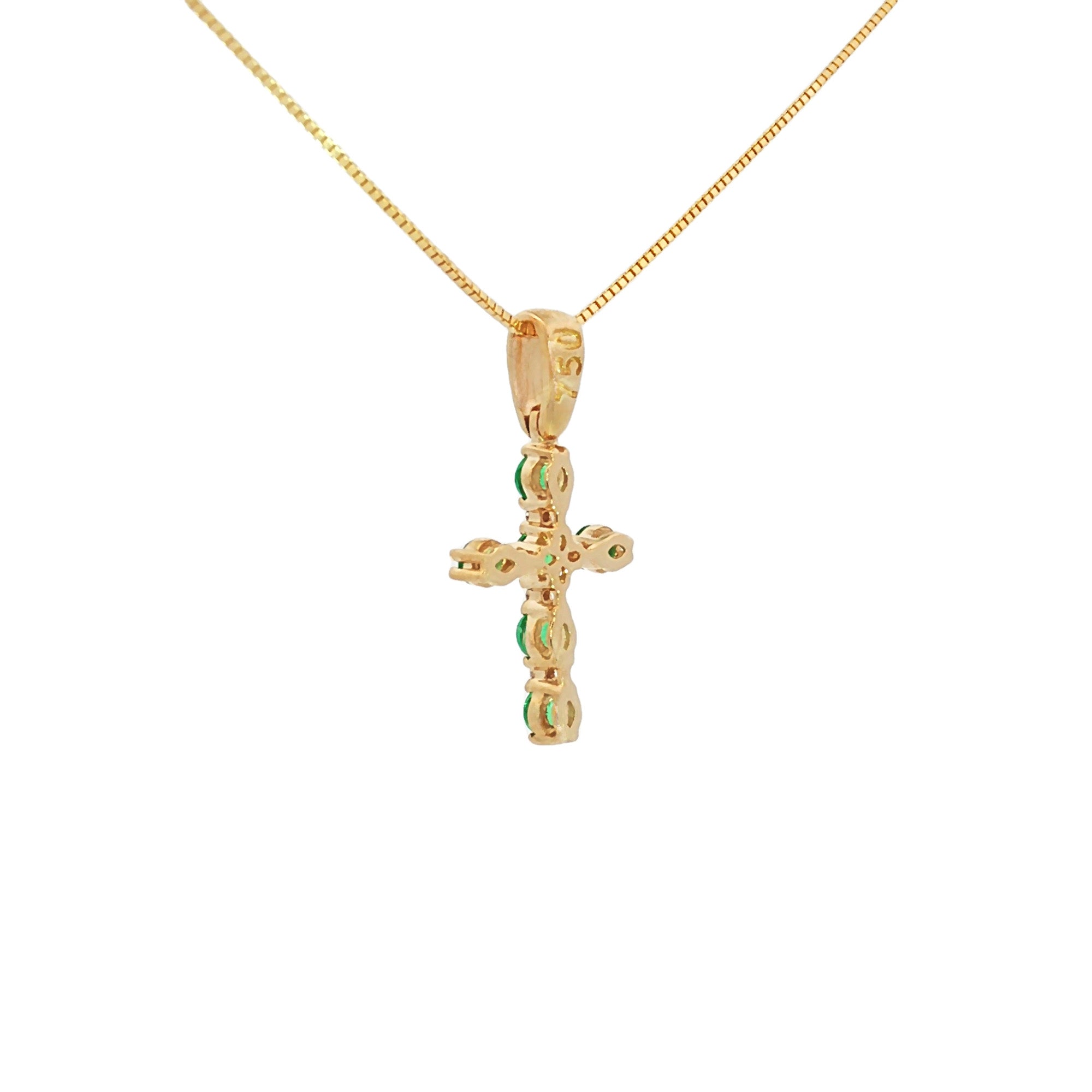 DIJE CRUZ ESMERALDAS Y DIAMANTES