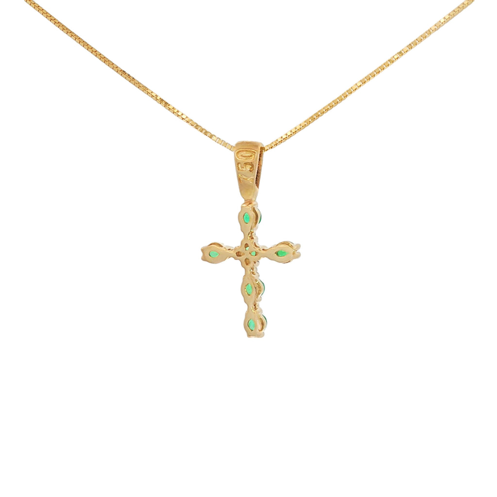 DIJE CRUZ ESMERALDAS Y DIAMANTES