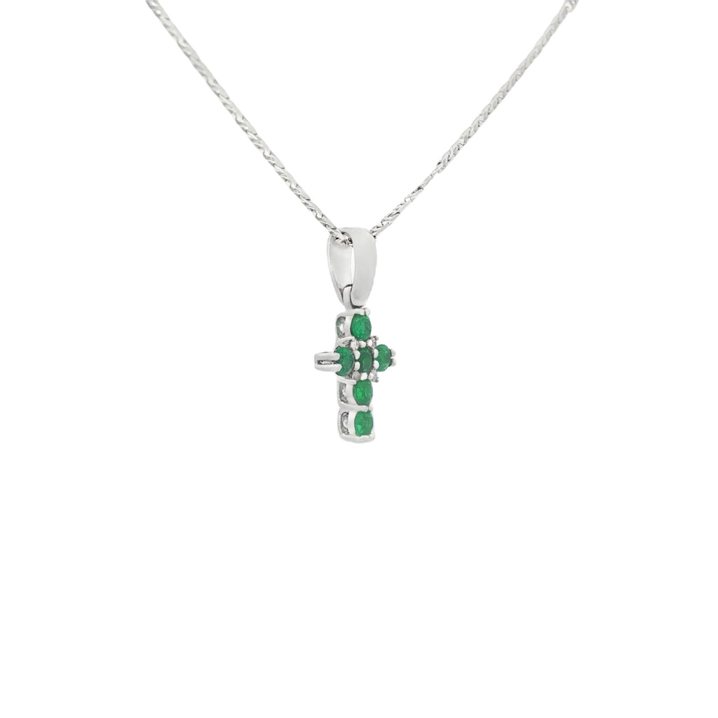 DIJE CRUCIFIJO CON ESMERALDAS Y DIAMANTES