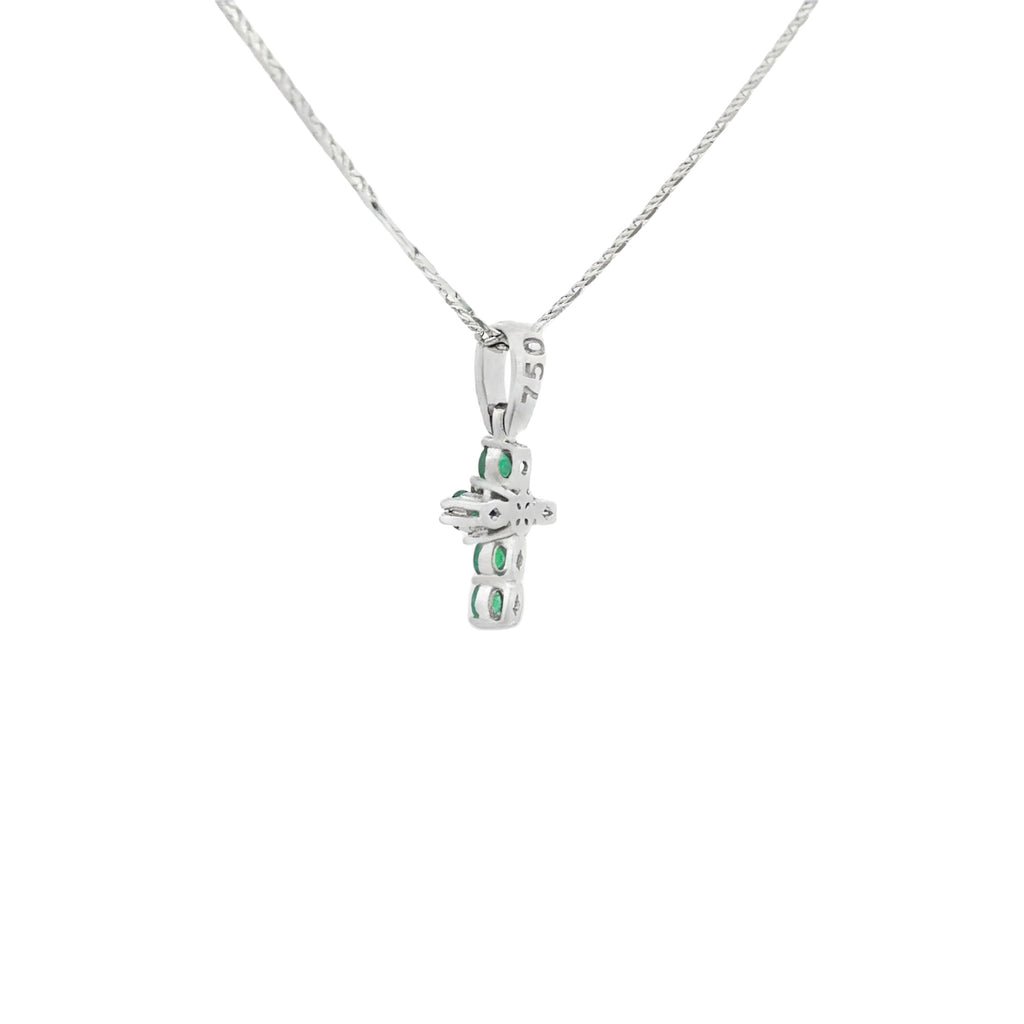 DIJE CRUCIFIJO CON ESMERALDAS Y DIAMANTES