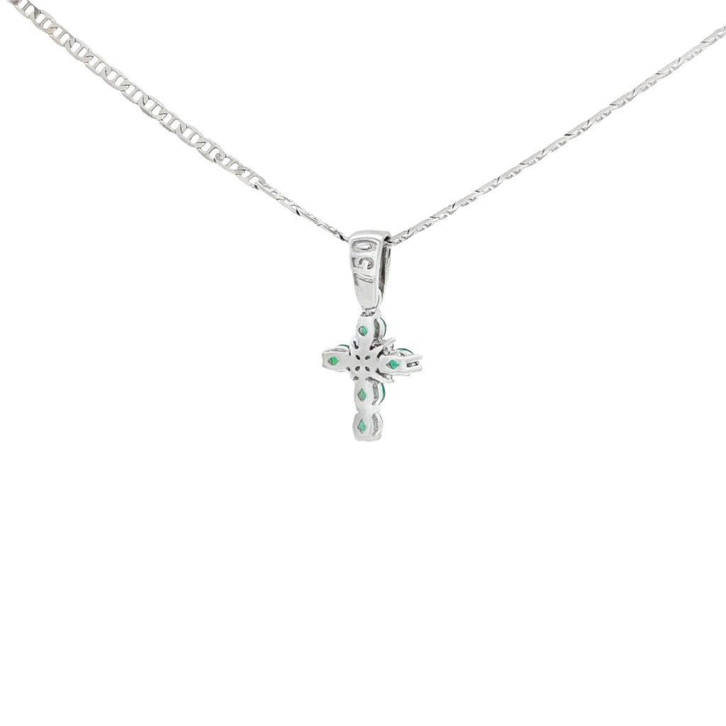 DIJE CRUCIFIJO CON ESMERALDAS Y DIAMANTES