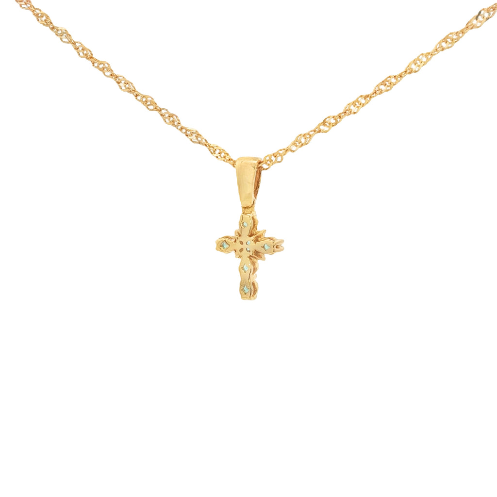 DIJE CRUCIFIJO CON ESMERALDAS Y DIAMANTES