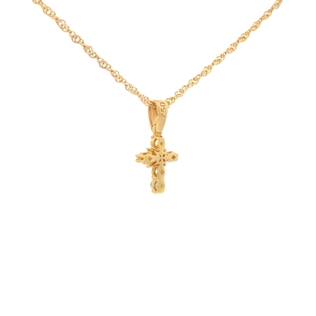 DIJE CRUCIFIJO CON ESMERALDAS Y DIAMANTES