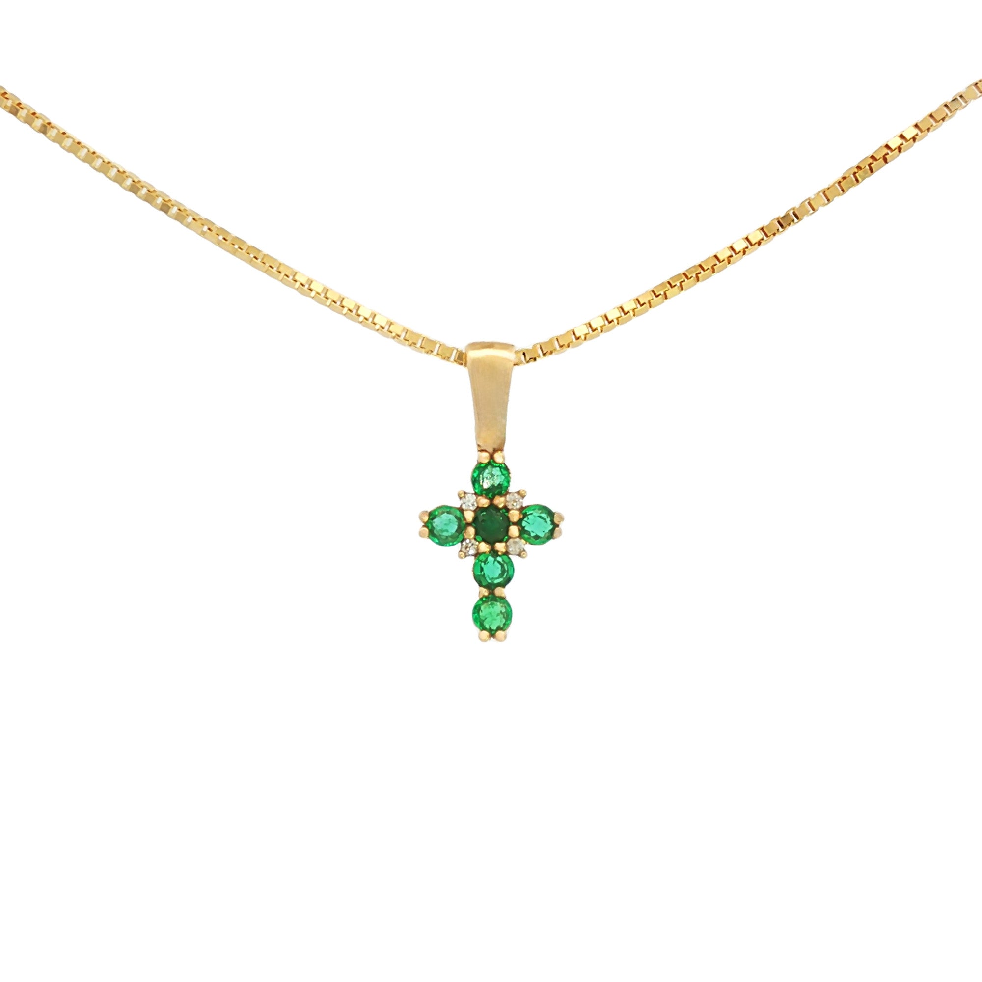 DIJE CRUZ ESMERALDAS Y DIAMANTES