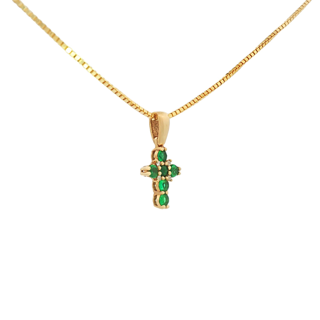 DIJE CRUZ ESMERALDAS Y DIAMANTES