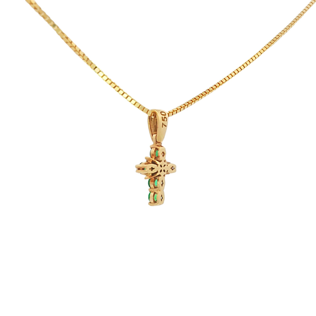DIJE CRUZ ESMERALDAS Y DIAMANTES
