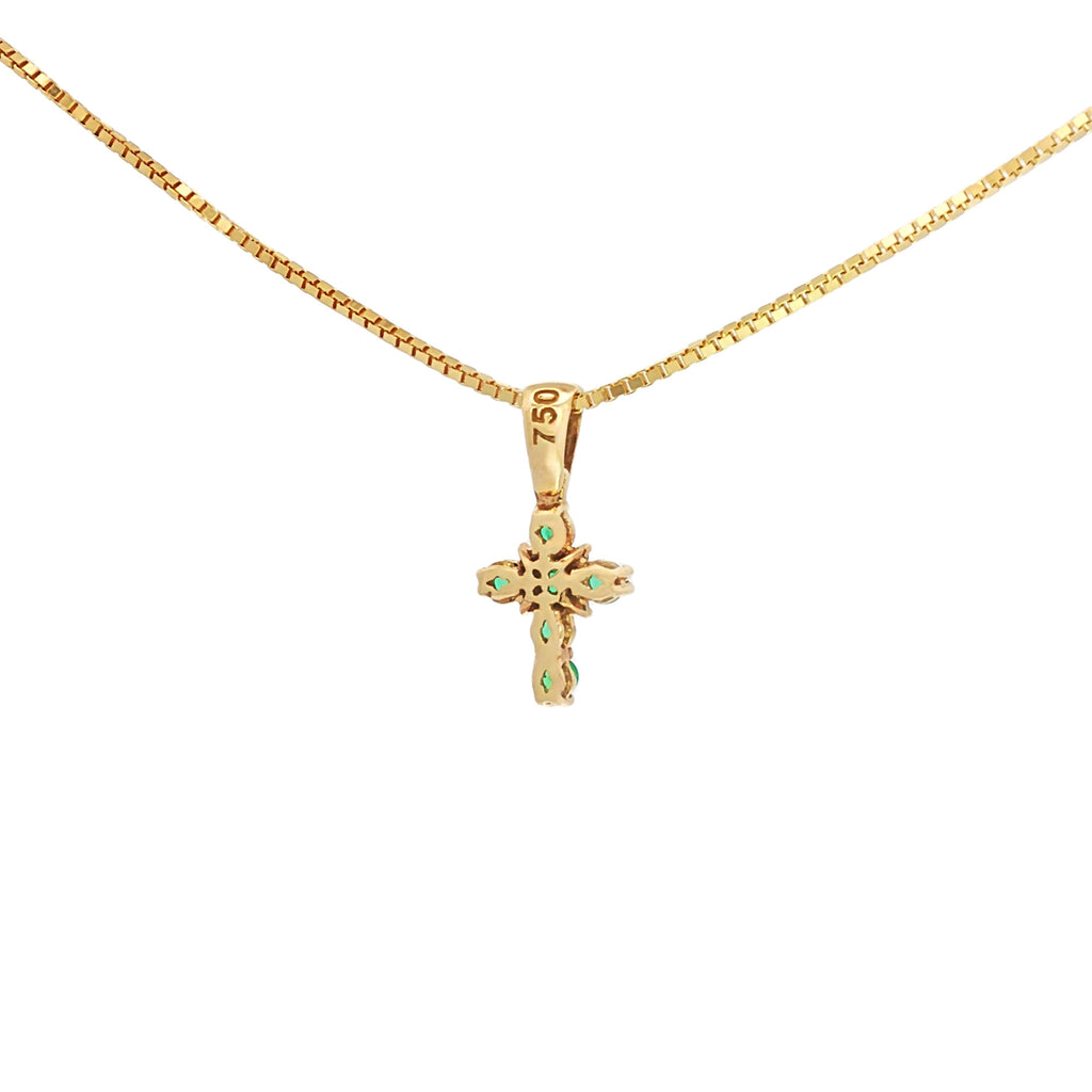 DIJE CRUZ ESMERALDAS Y DIAMANTES
