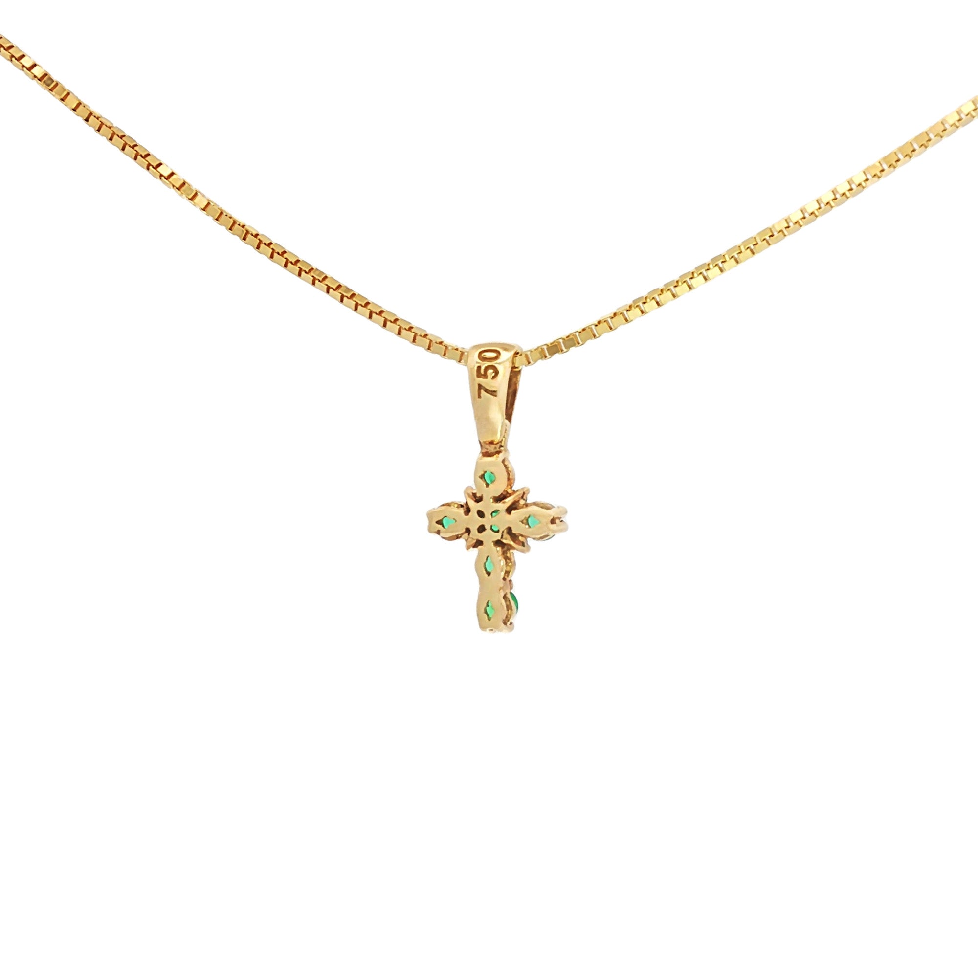 DIJE CRUZ ESMERALDAS Y DIAMANTES