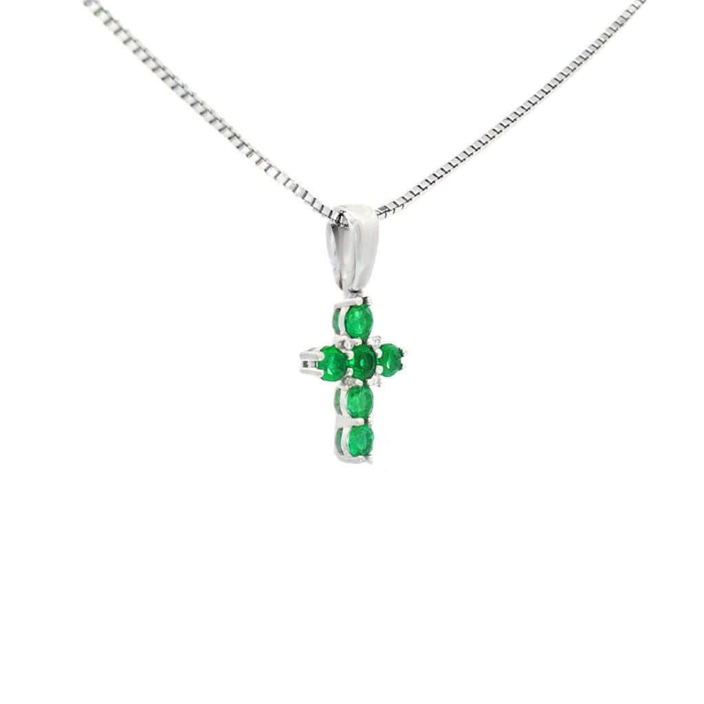 DIJE CRUZ ESMERALDAS Y DIAMANTES