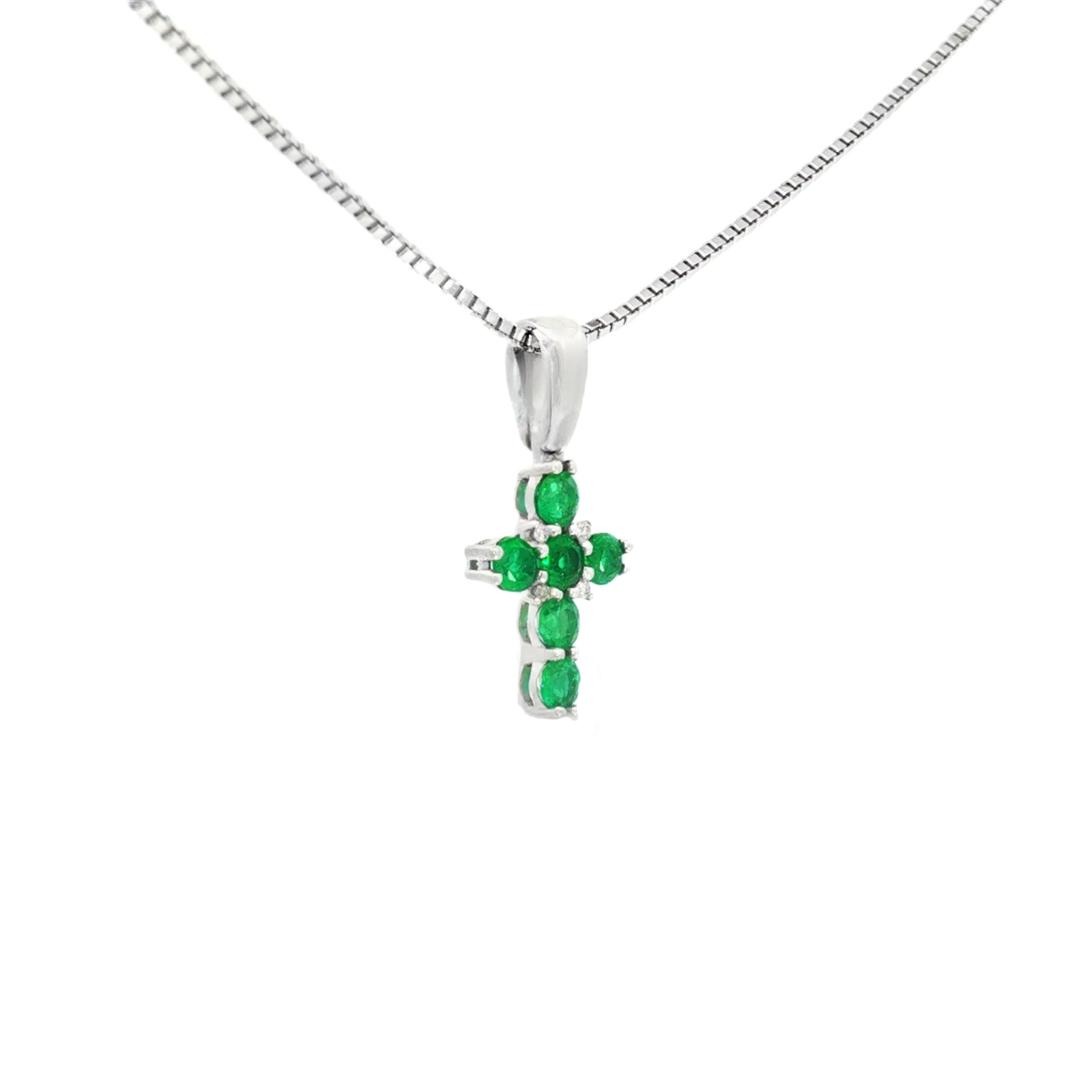 DIJE CRUZ ESMERALDAS Y DIAMANTES
