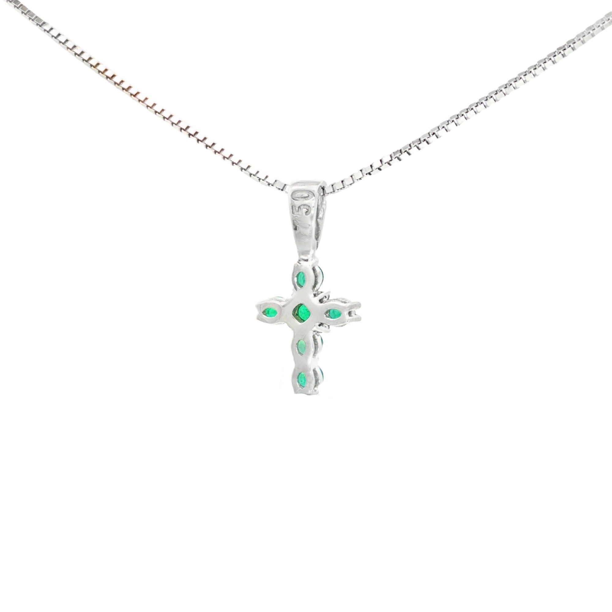 DIJE CRUZ ESMERALDAS Y DIAMANTES