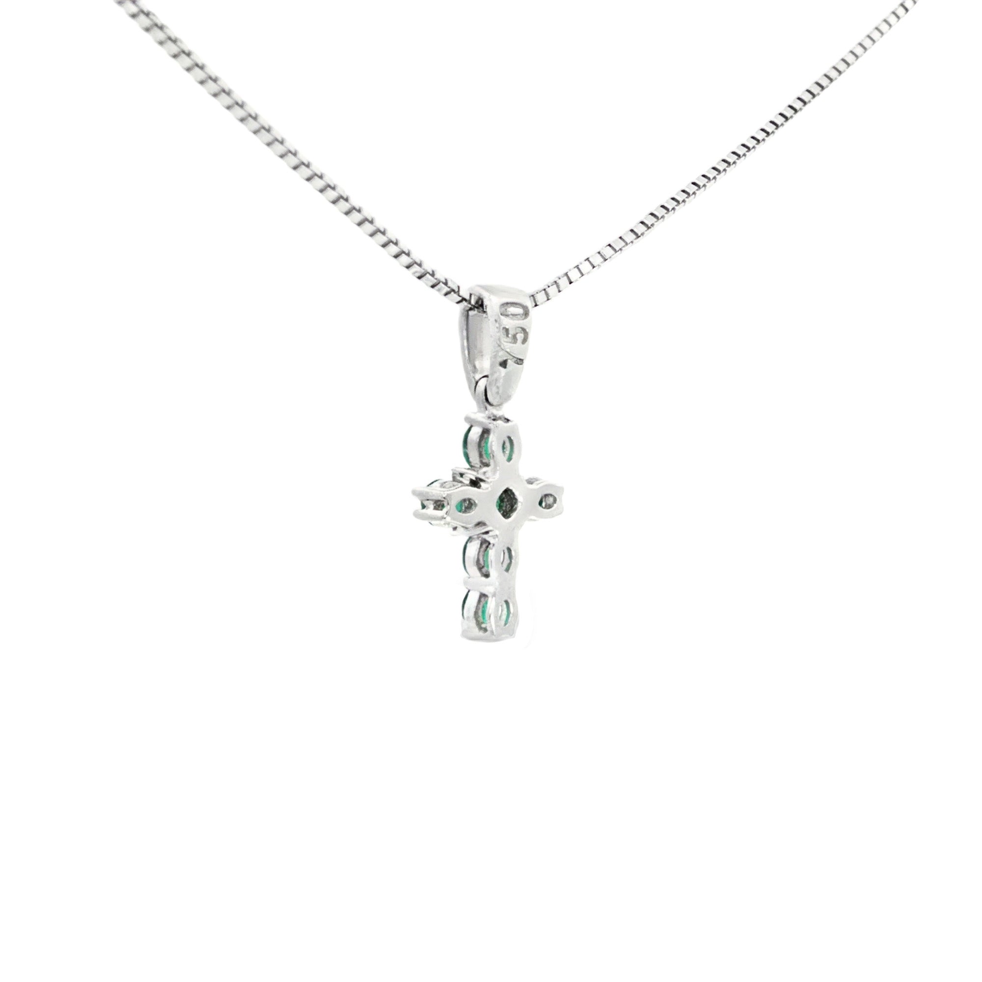 DIJE CRUZ ESMERALDAS Y DIAMANTES