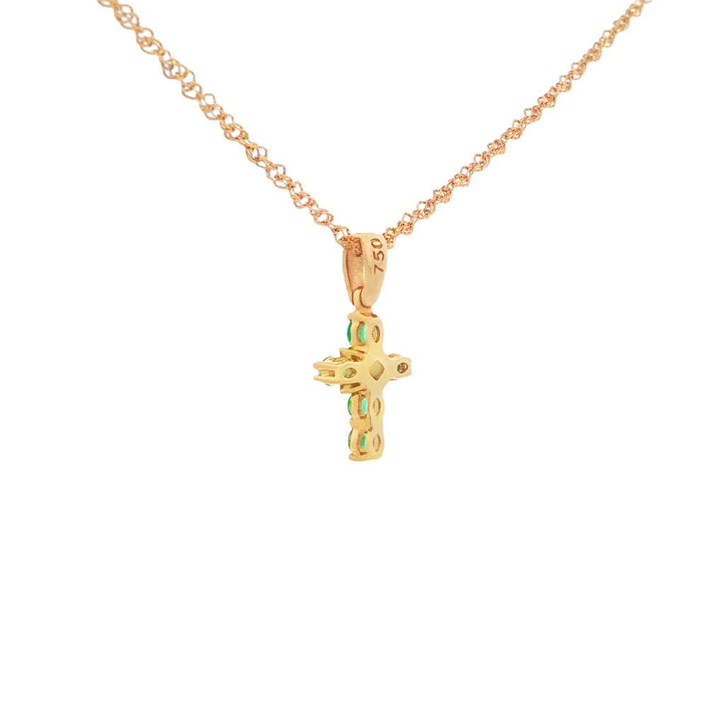 DIJE CRUCIFIJO CON ESMERALDAS Y DIAMANTES