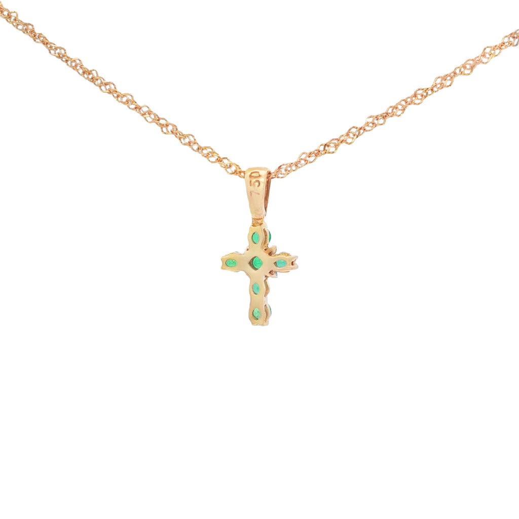 DIJE CRUCIFIJO CON ESMERALDAS Y DIAMANTES
