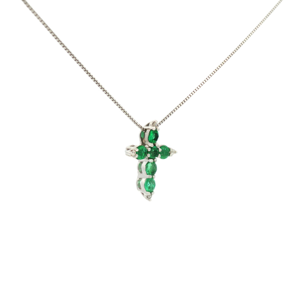 DIJE CRUZ ESMERALDAS Y DIAMANTES