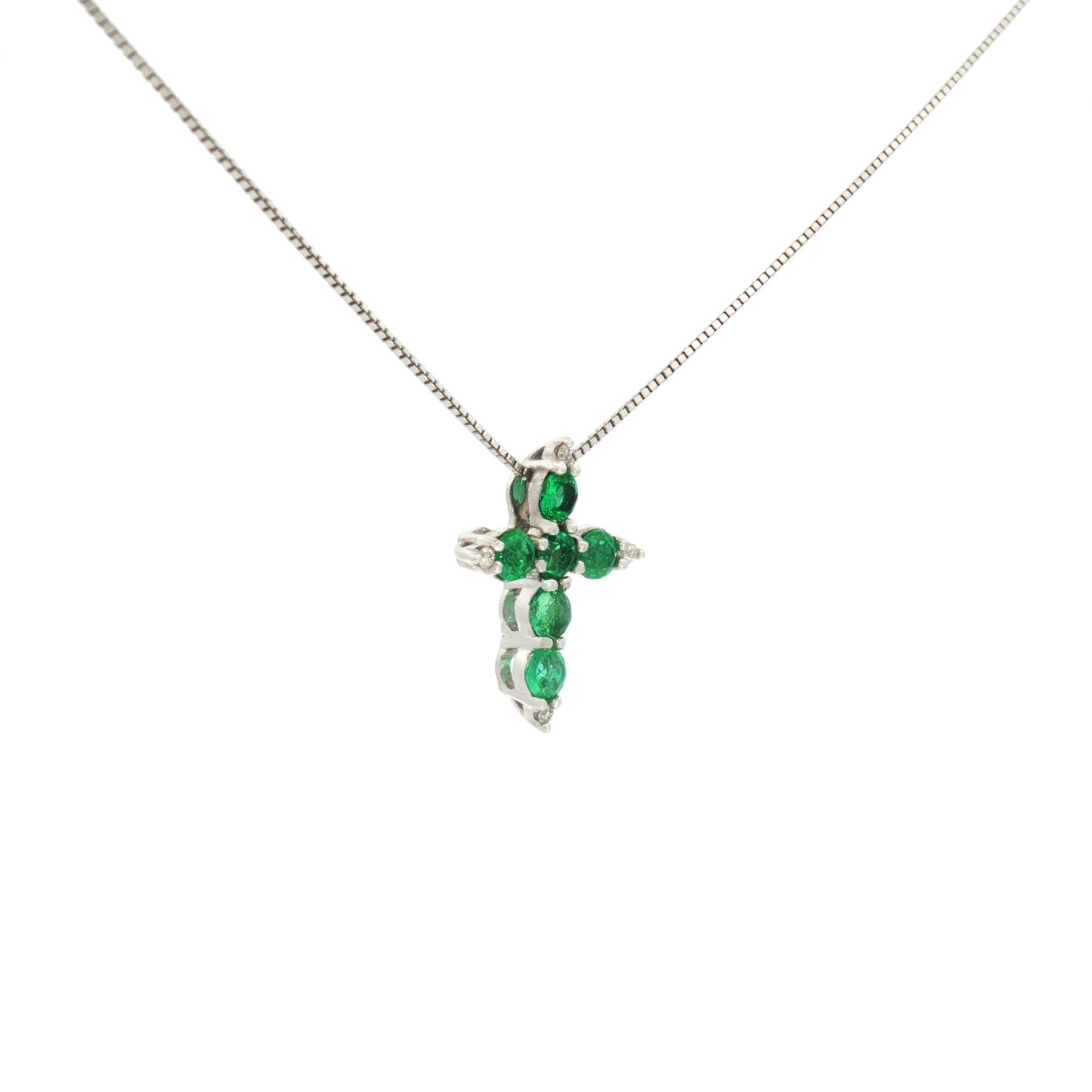 DIJE CRUZ ESMERALDAS Y DIAMANTES