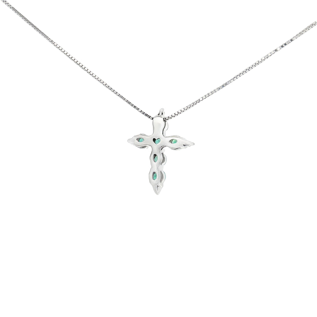 DIJE CRUCIFIJO CON ESMERALDAS Y DIAMANTES