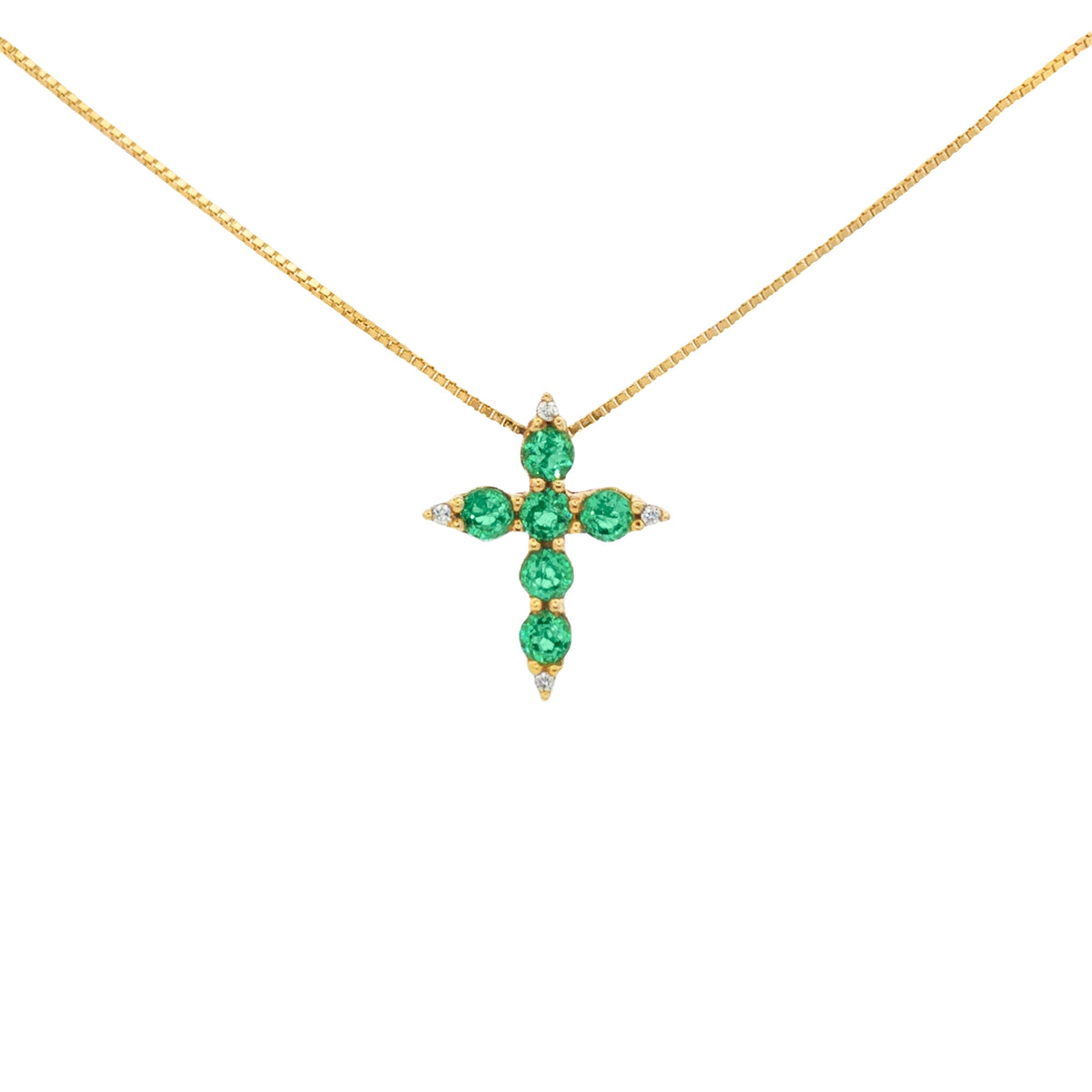 DIJE CRUZ ESMERALDAS Y DIAMANTES