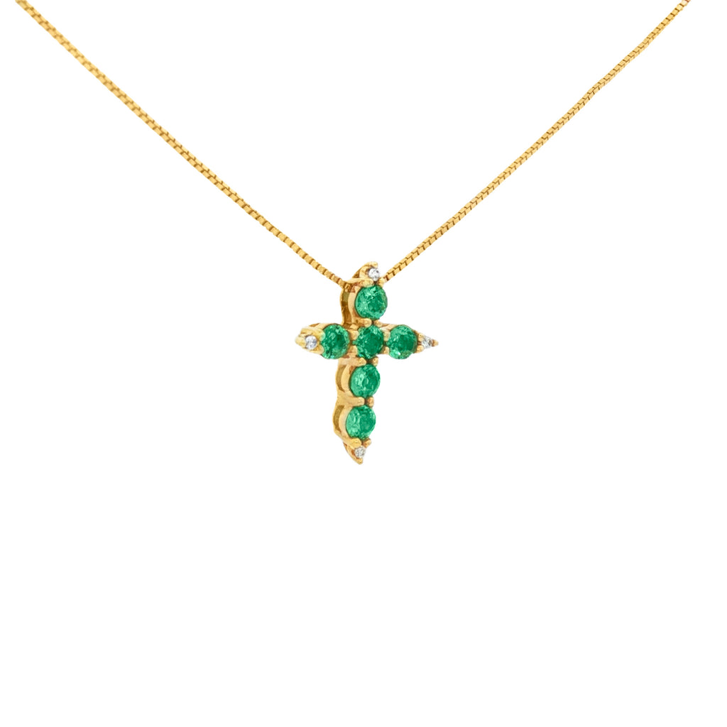 DIJE CRUZ ESMERALDAS Y DIAMANTES