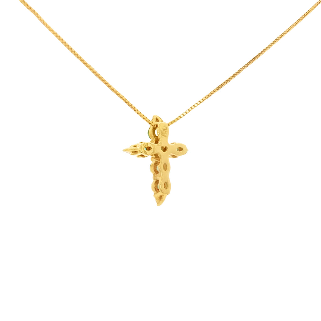 DIJE CRUZ ESMERALDAS Y DIAMANTES