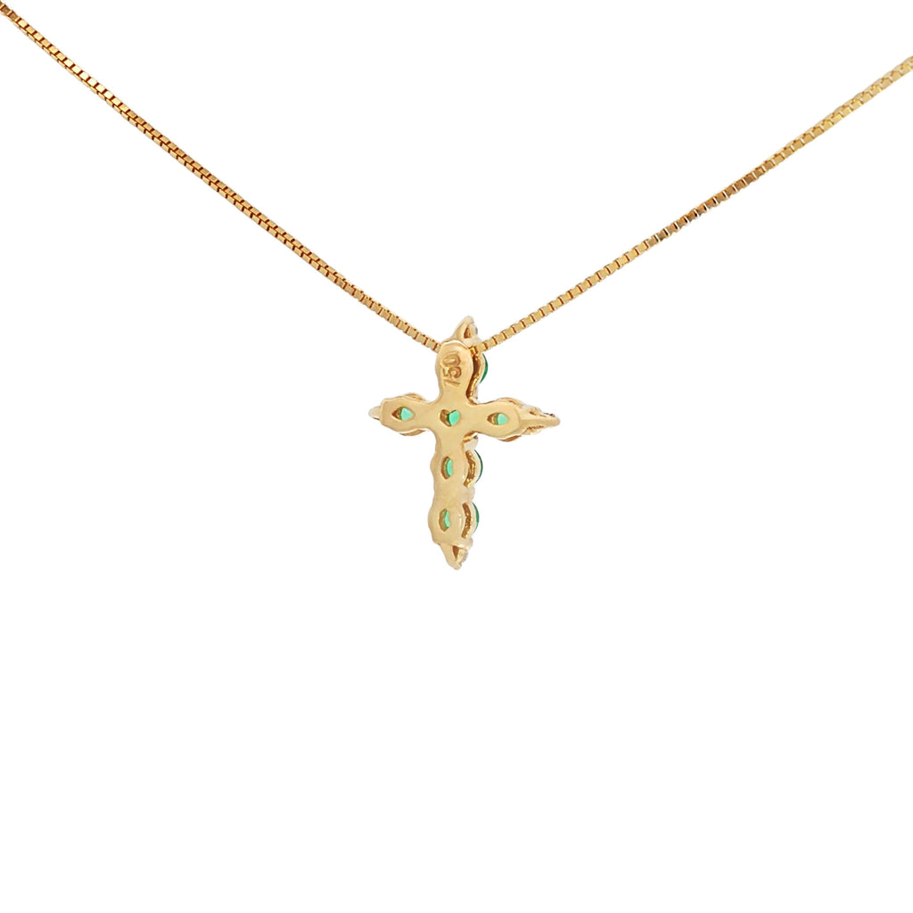 DIJE CRUZ ESMERALDAS Y DIAMANTES