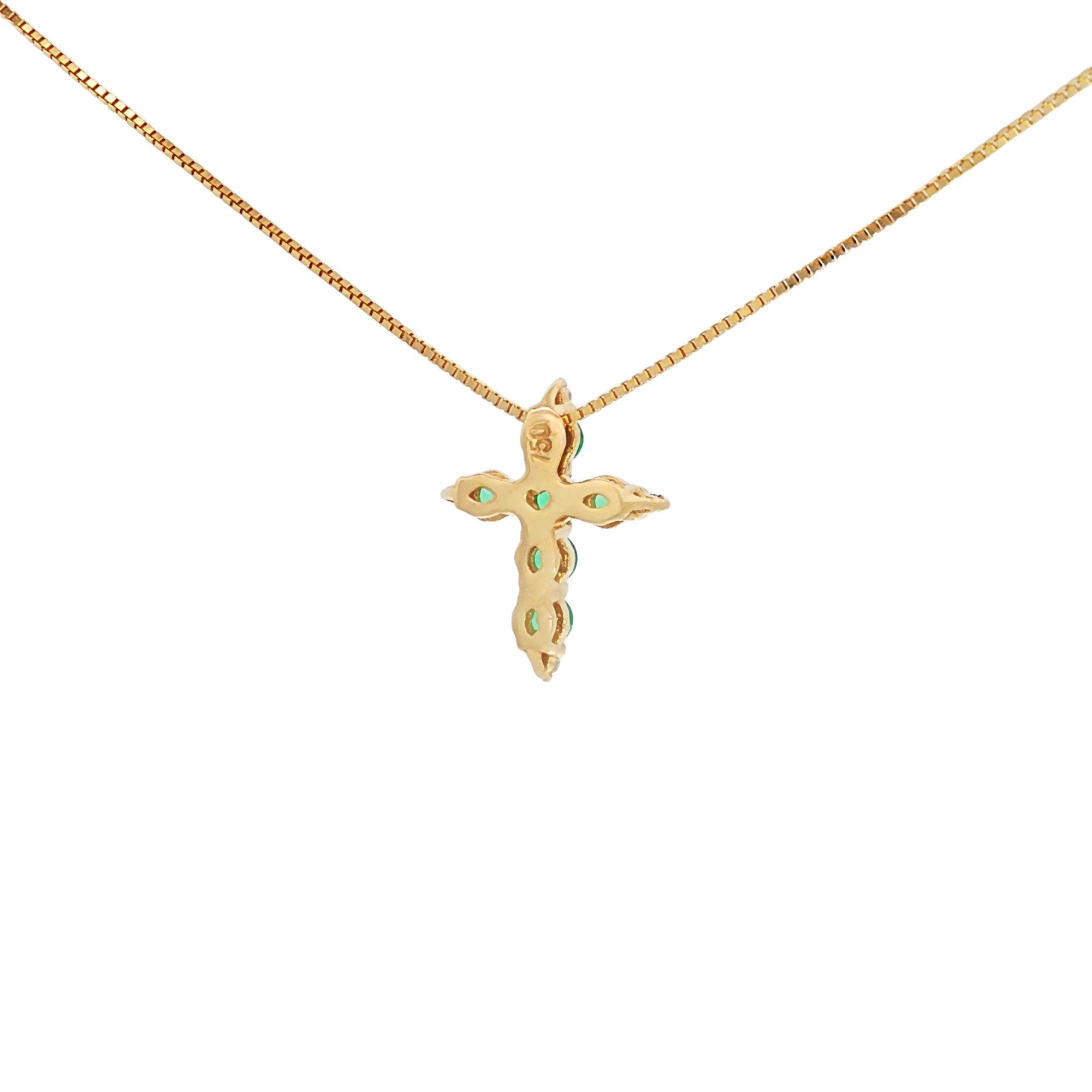 DIJE CRUZ ESMERALDAS Y DIAMANTES