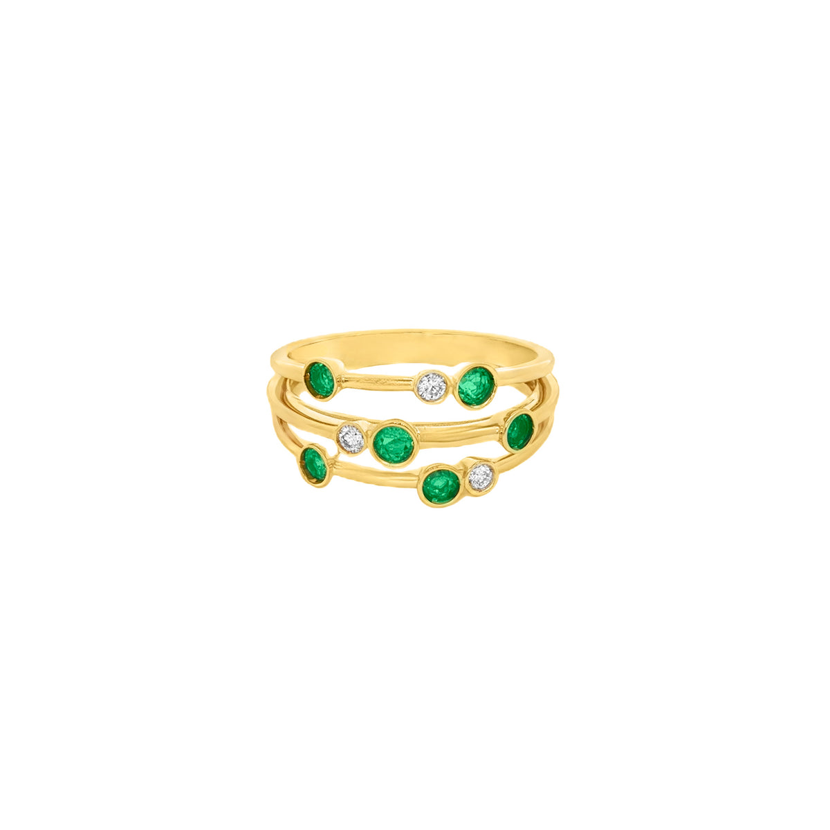 ANILLO CON ESMERALDA Y DIAMANTES EN CÍRCULOS