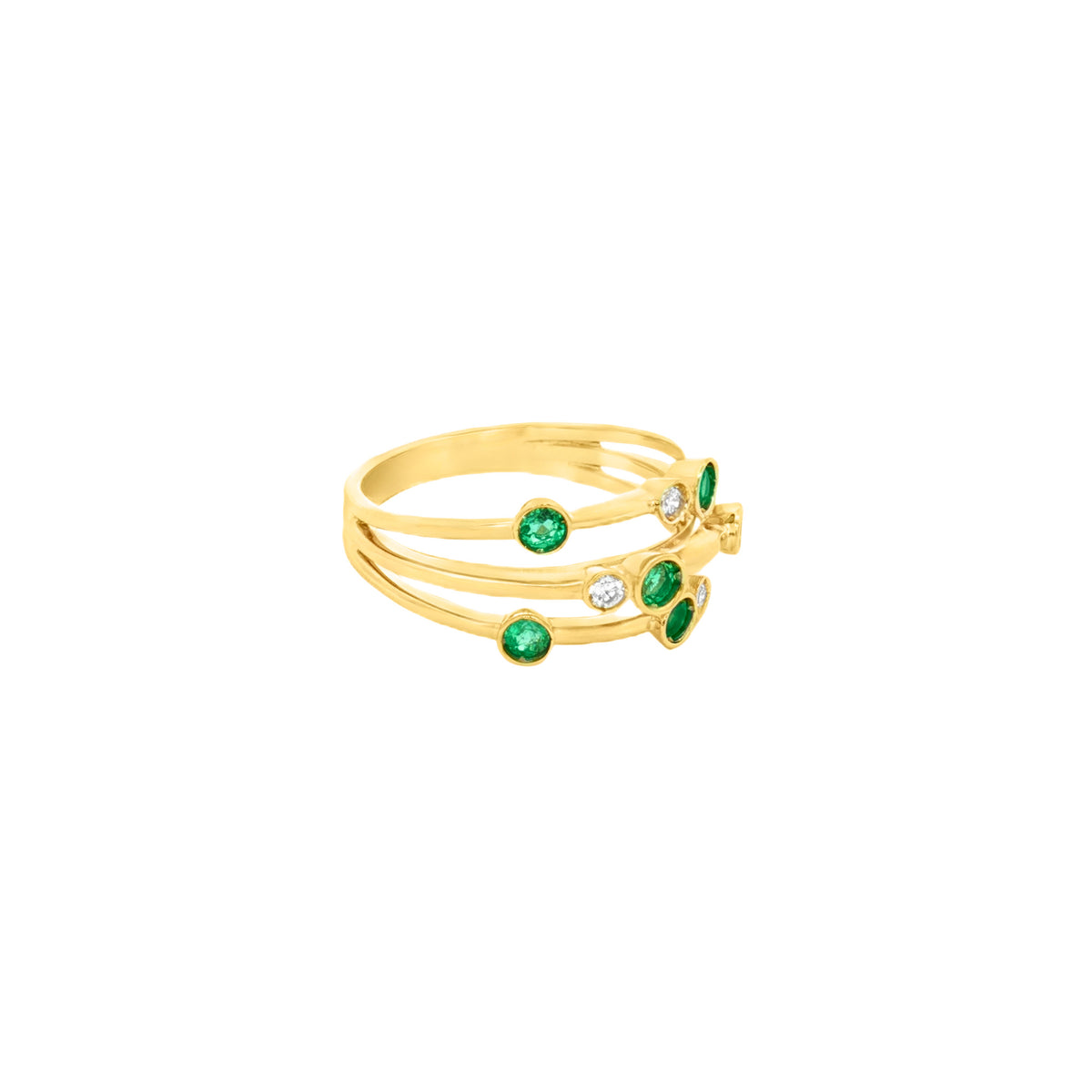 ANILLO CON ESMERALDA Y DIAMANTES EN CÍRCULOS