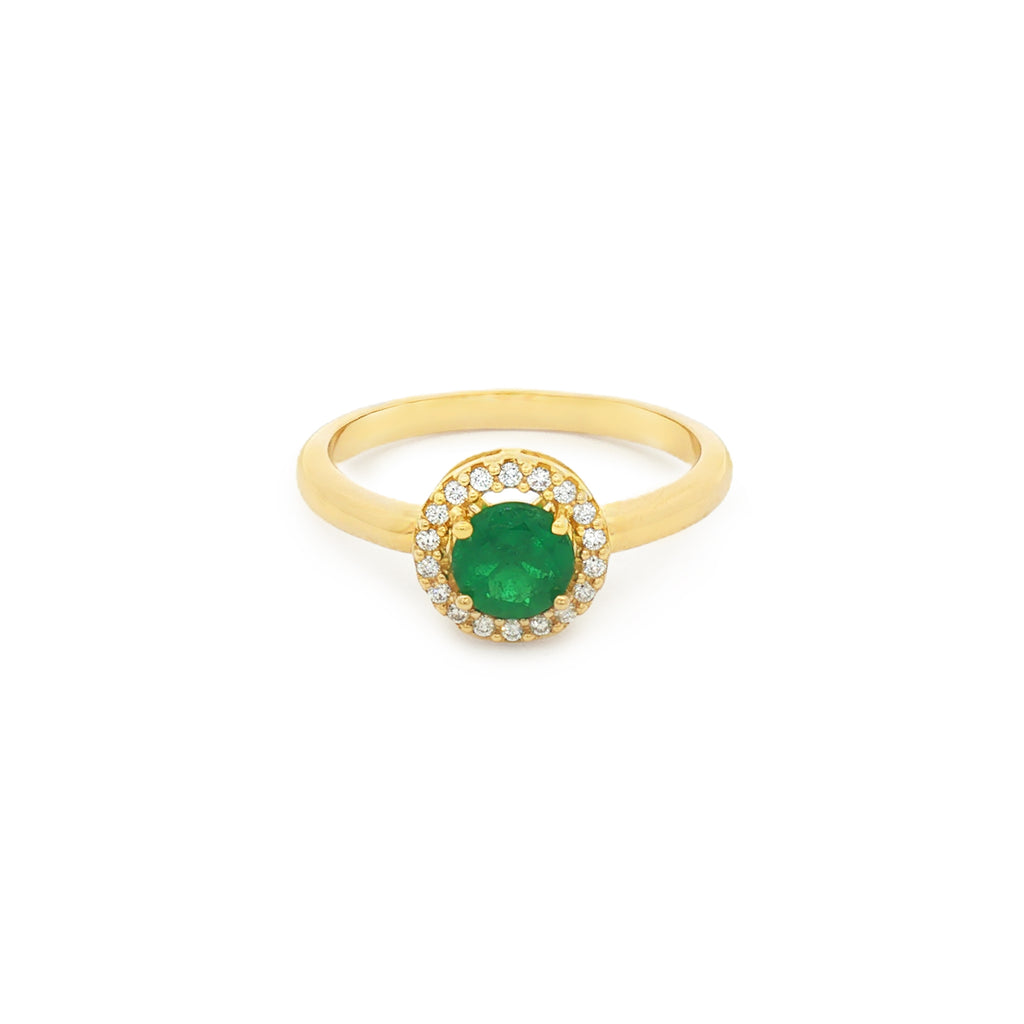 ANILLO FLOR CON ESMERALDA Y DIAMANTES